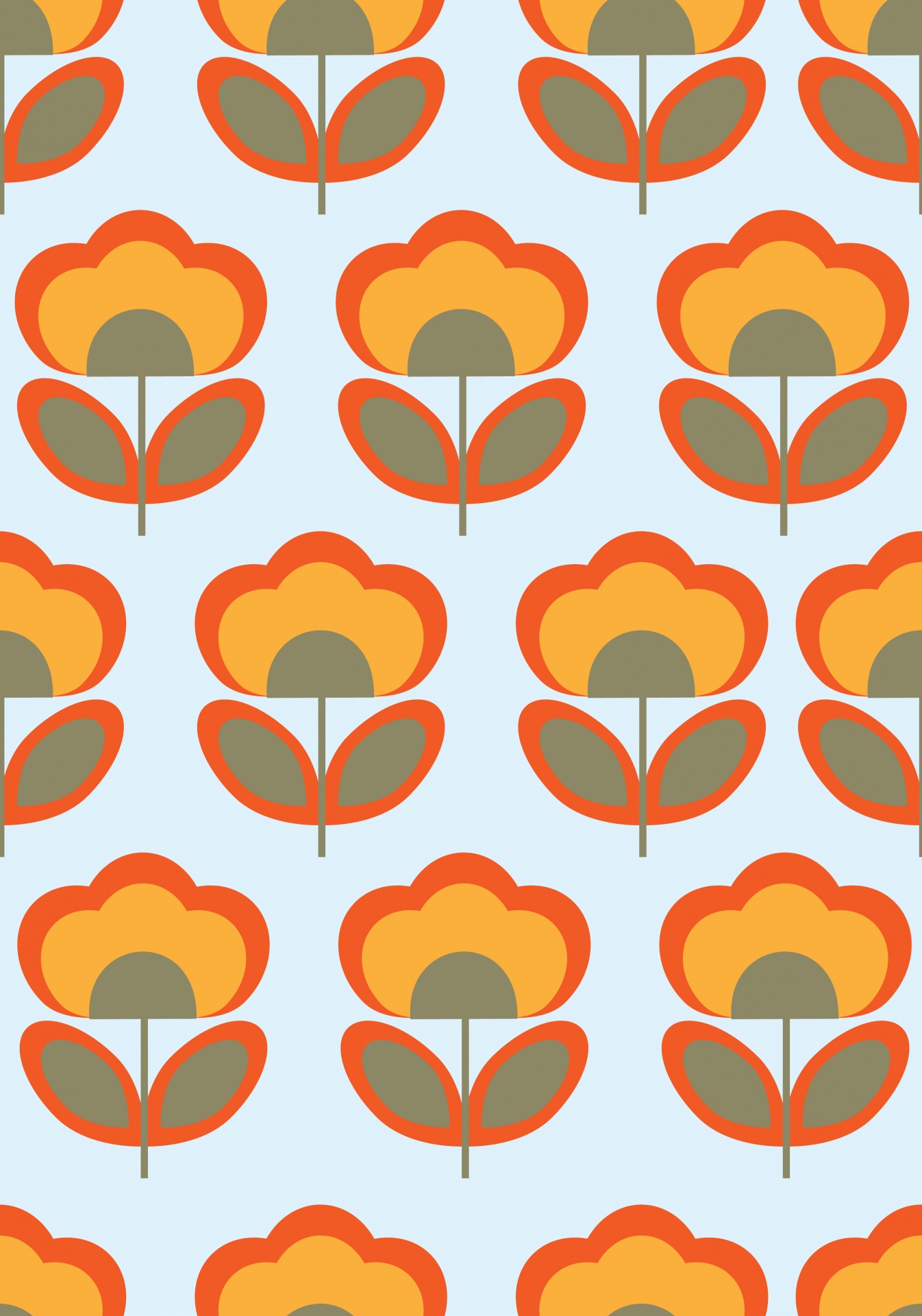 Fiori retrò arancioni anni 60, 1346x1920 Verticale, Telefono