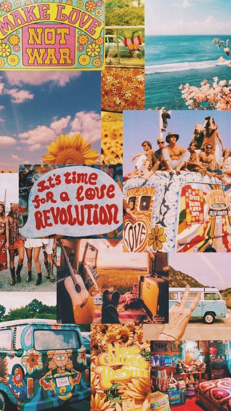 Collage estetica hippie anni 70, 750x1334 Full HD Verticale, Smartphone