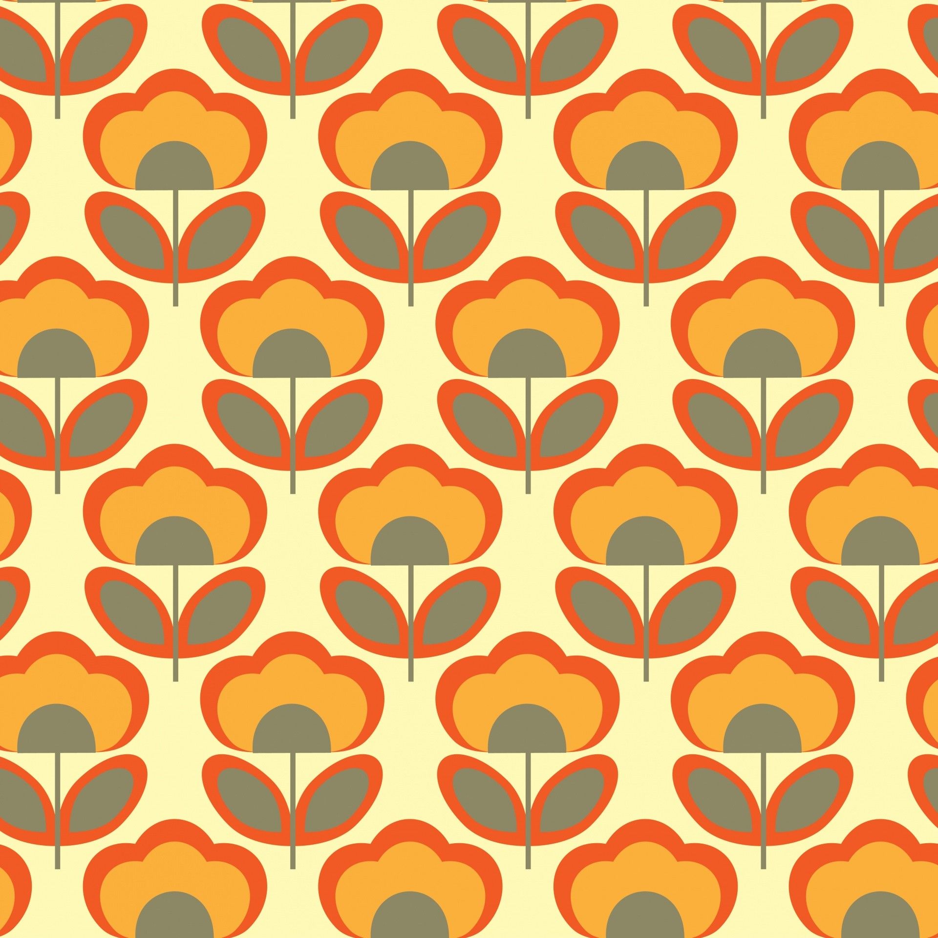 Fiori retrò arancioni gialli, 1920x1920 Full HD+, Desktop