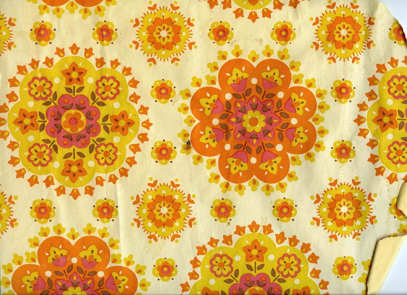 Tessuto floreale retrò arancione giallo, 1600x1162 HD Ready, PC