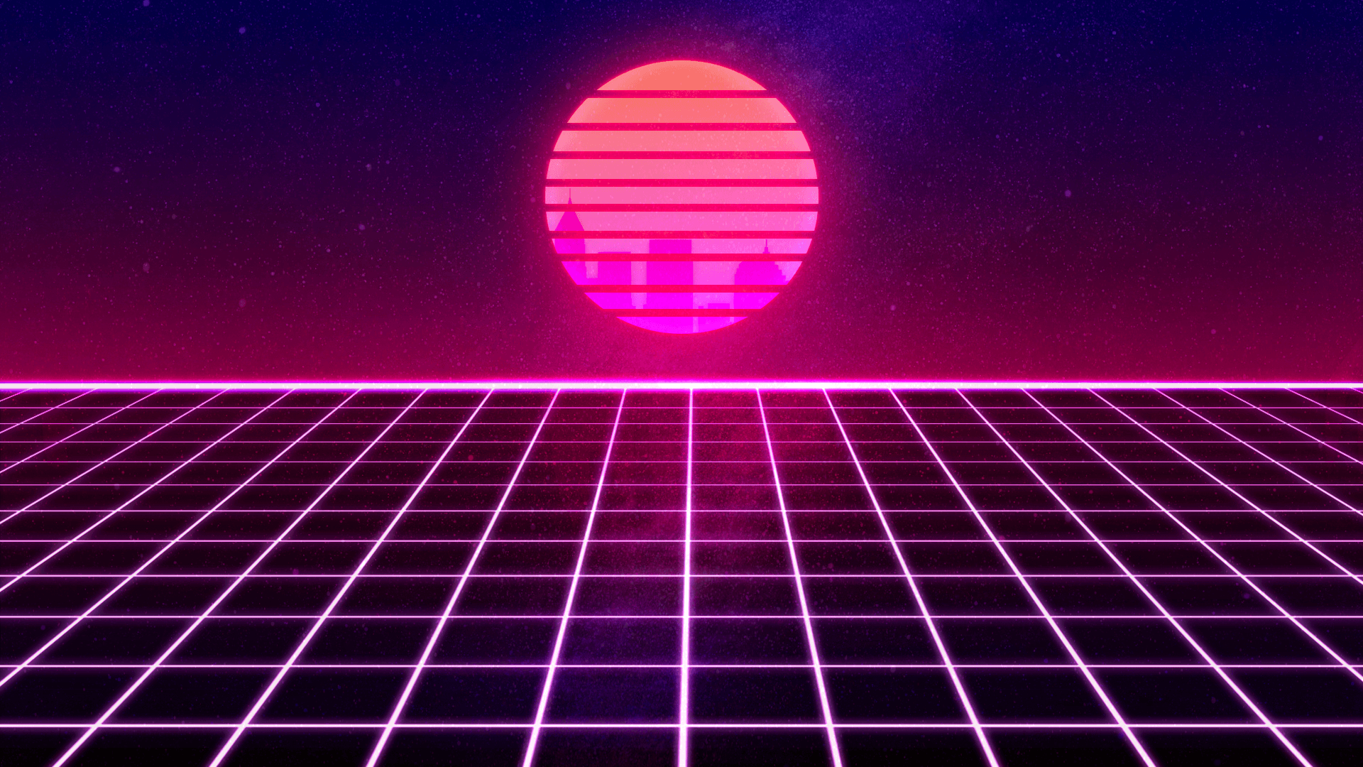 Sole retrowave griglia neon, 1920x1080 Full HD, Desktop