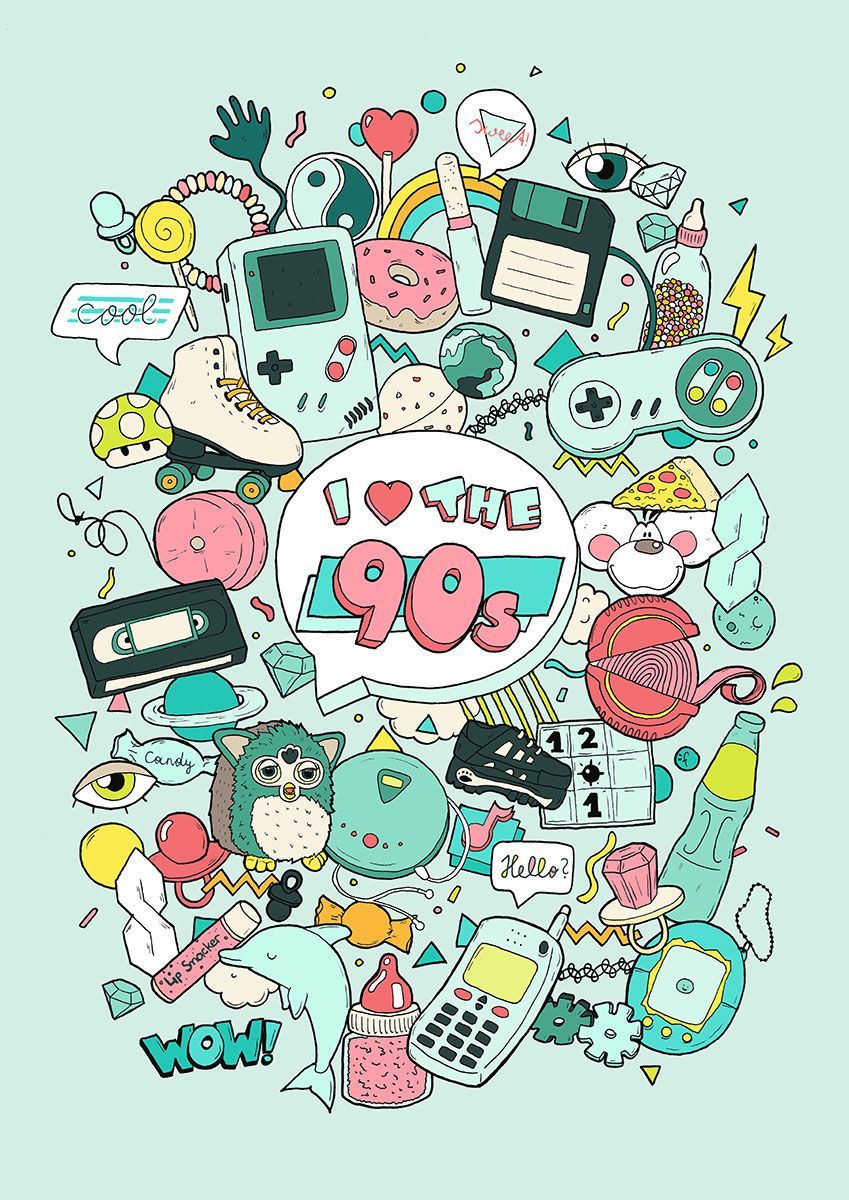 I love the 90s illustrazione, 849x1200 Full HD Verticale, iPhone