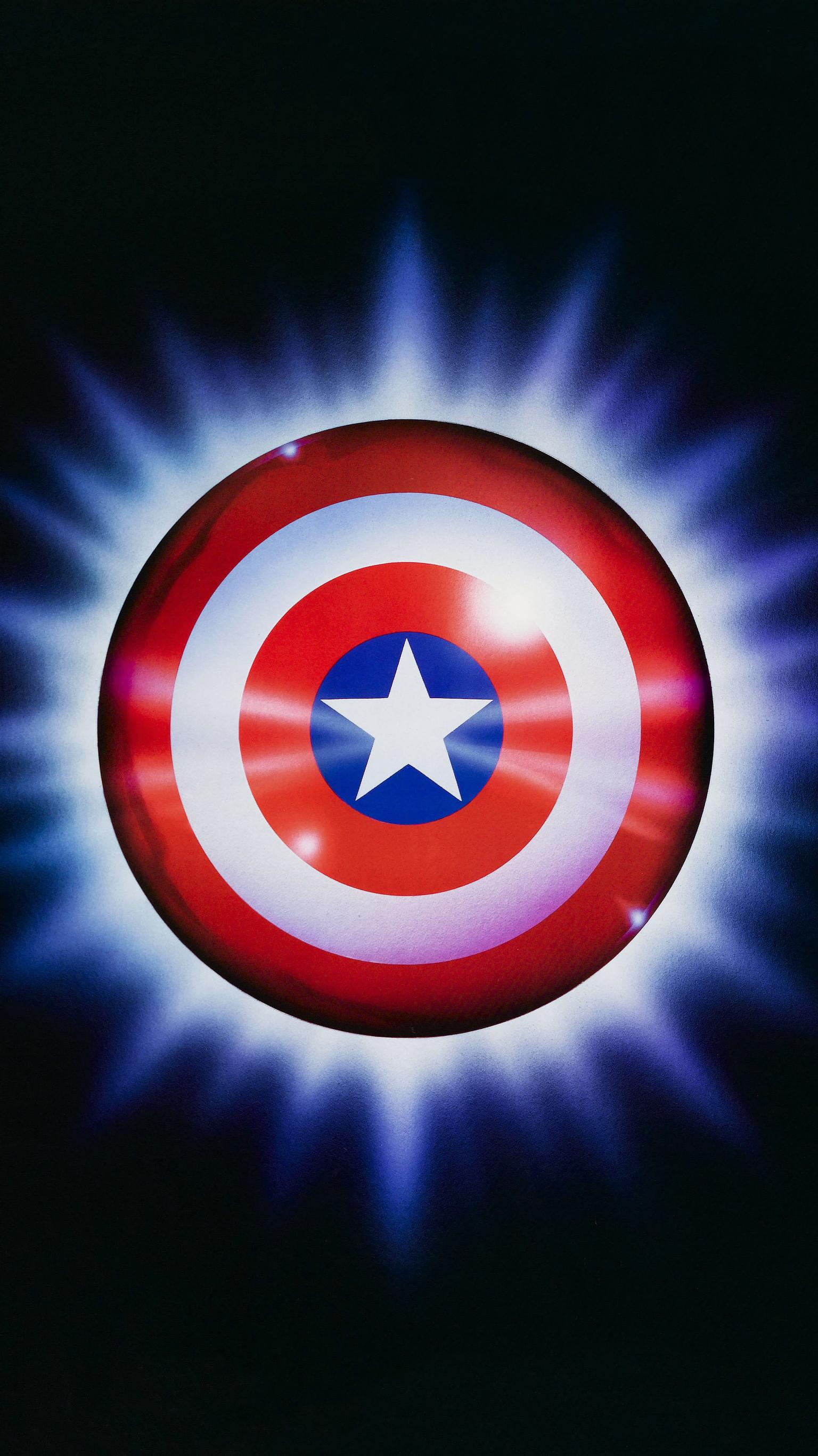 Scudo Capitan America luminoso, 1536x2732 Verticale, Mobile