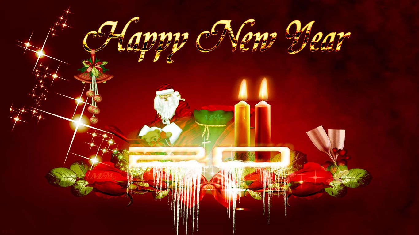 Happy New Year candele 2017, 1366x768 720p, Laptop
