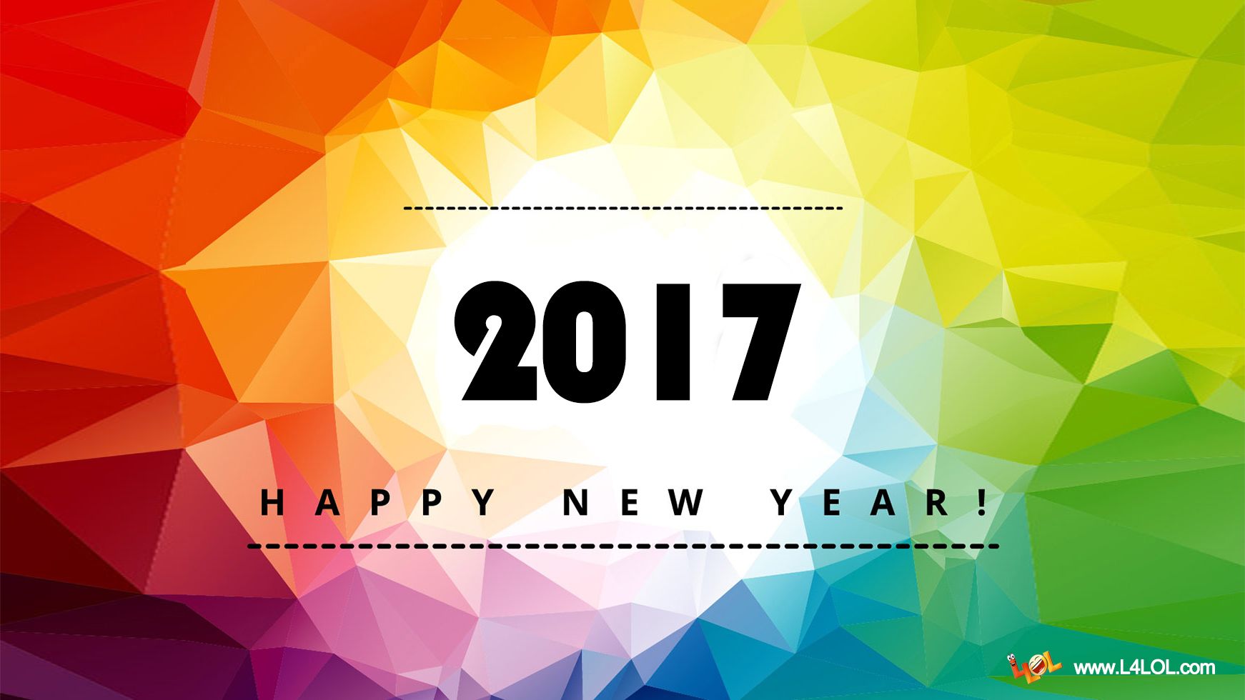 2017 Happy New Year poligonale colorato, 1742x980 HD, PC