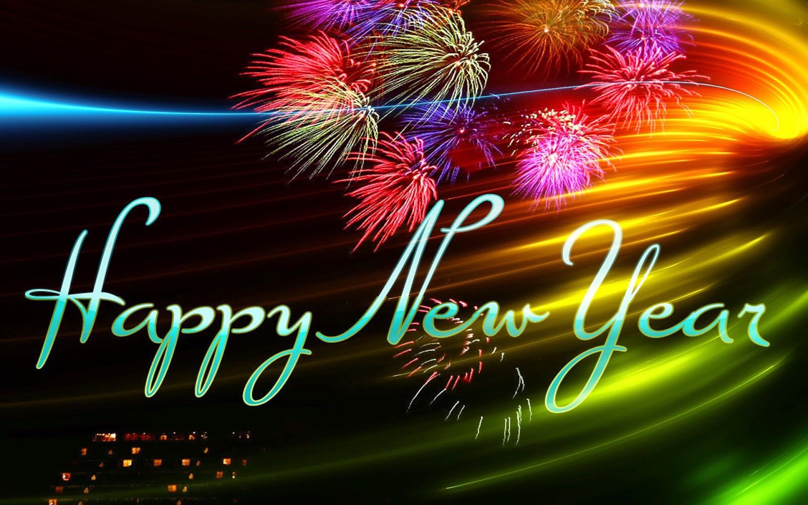 Happy New Year fuochi d'artificio, 1600x1000 900p, HP Laptop
