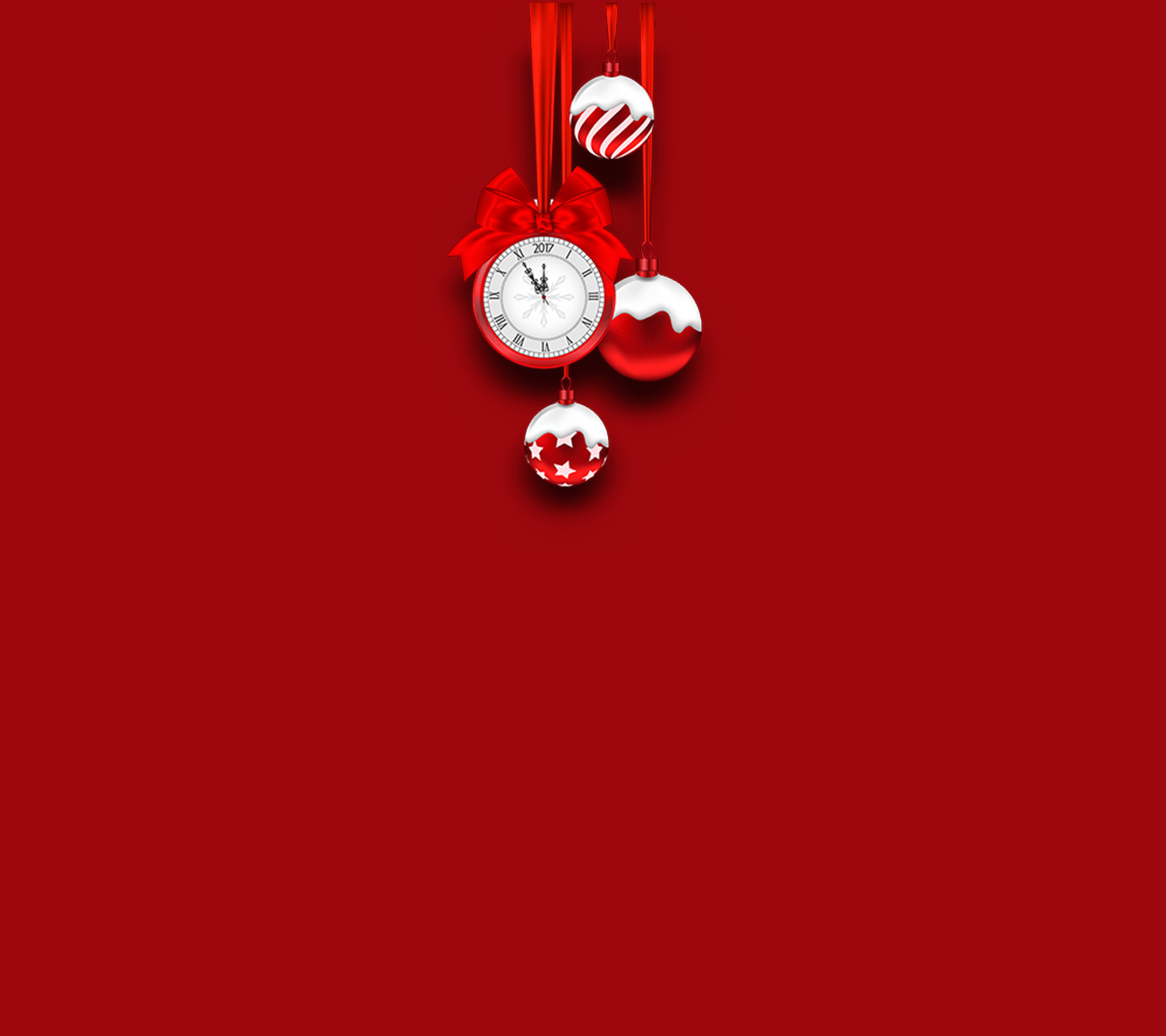 Orologio e palline natalizie rosse, 2160x1920 alta risoluzione, PC