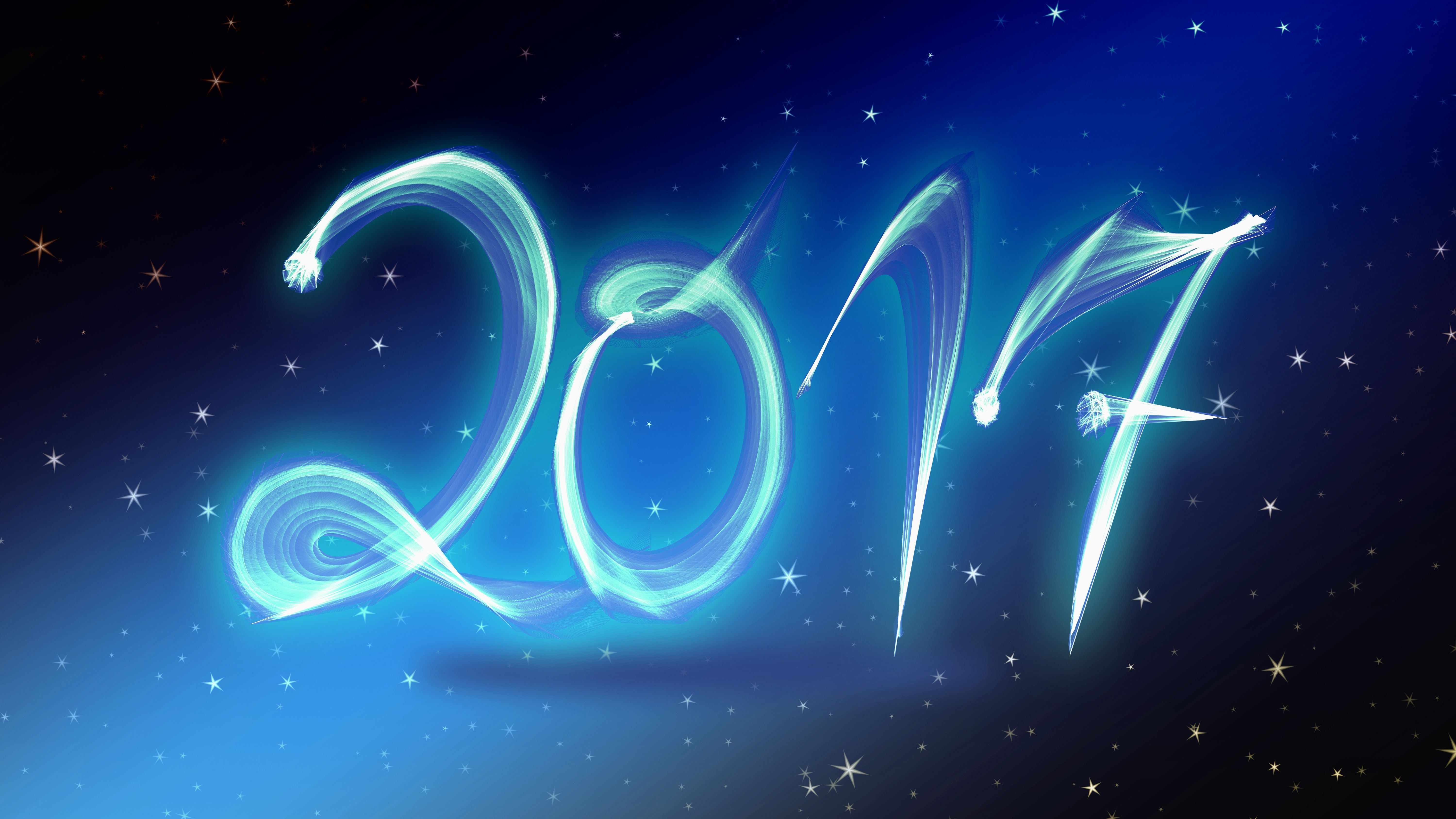 Numeri 2017 luminosi blu, 6000x3375 UHD, PC 4K
