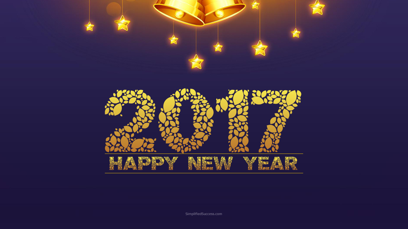 Happy New Year 2017 dorato, 1366x768 HD, Desktop