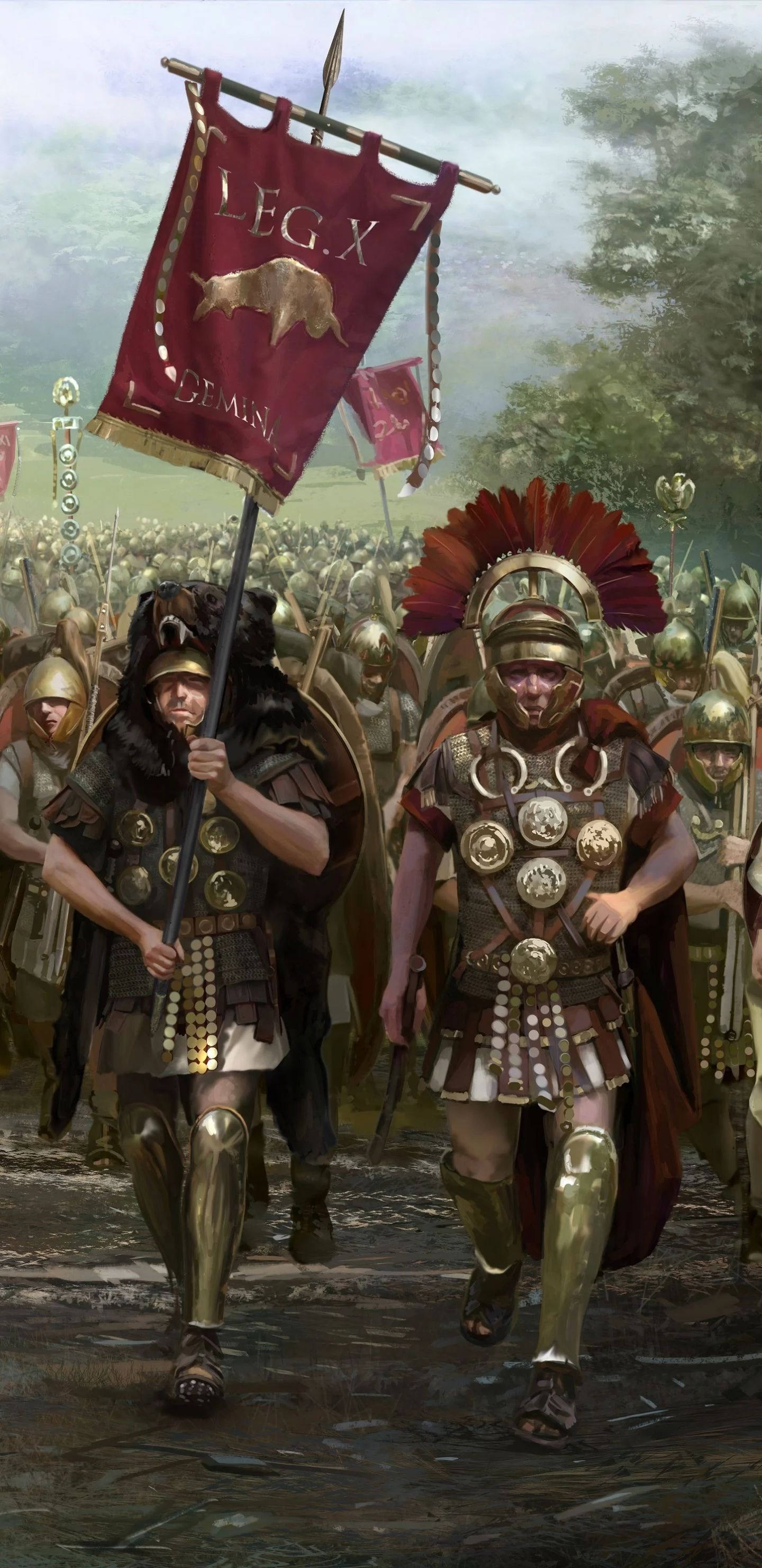 Legionari romani con stendardo, 1440x2960 Full HD Verticale, Smartphone
