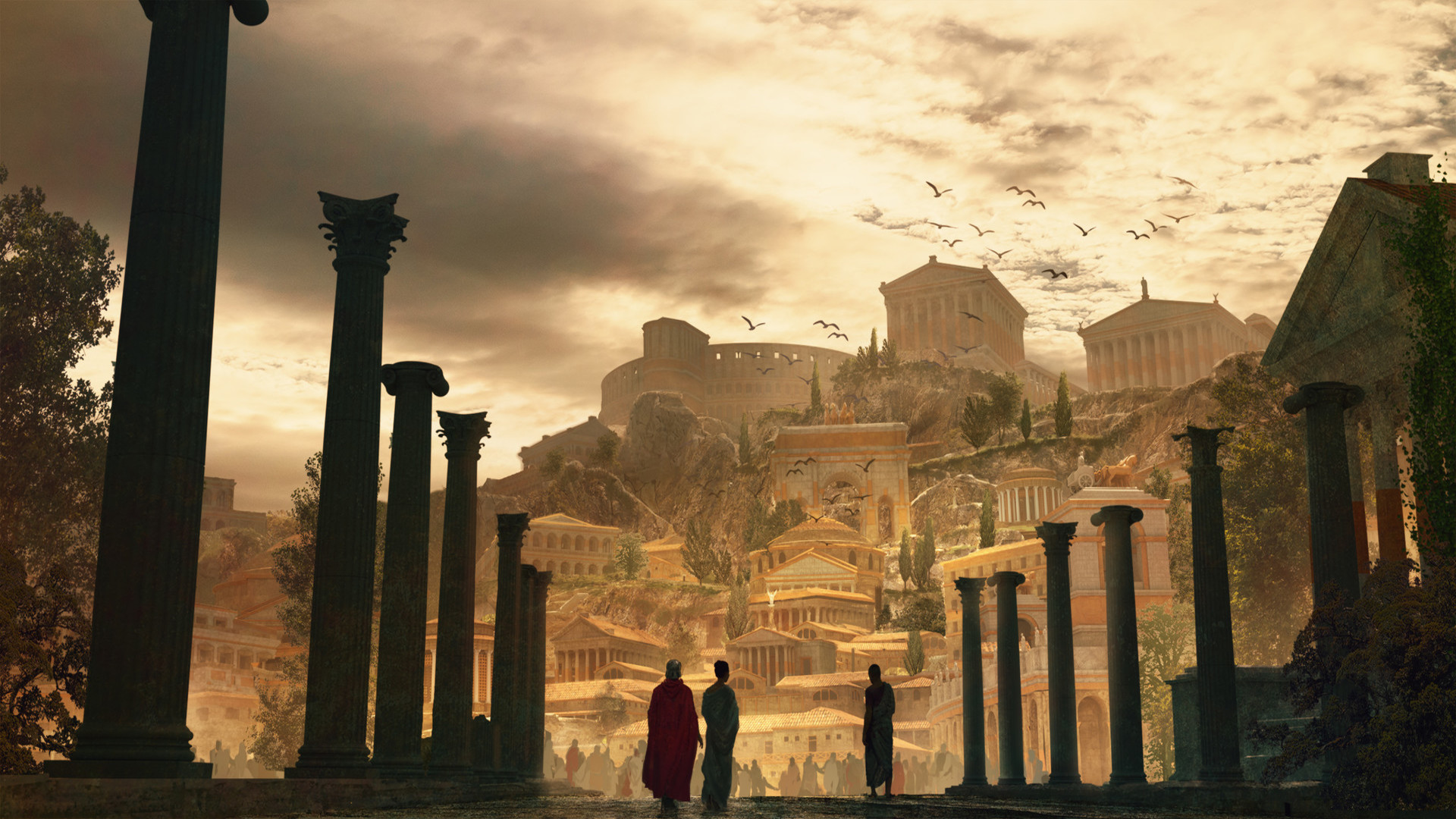 Rovine romane al tramonto, 1920x1080 Full HD, PC Desktop