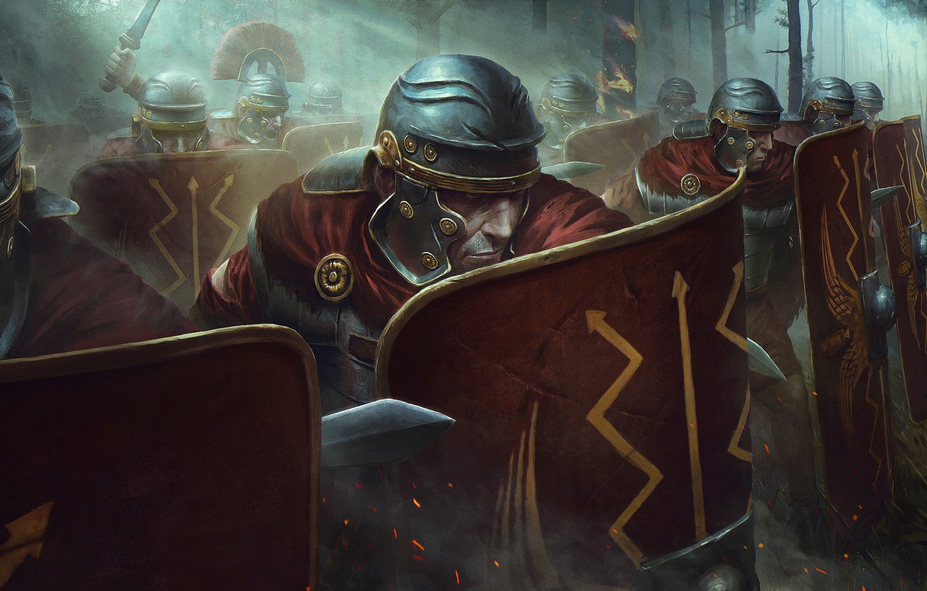Legionari romani con scudi, 1332x850 720p, PC