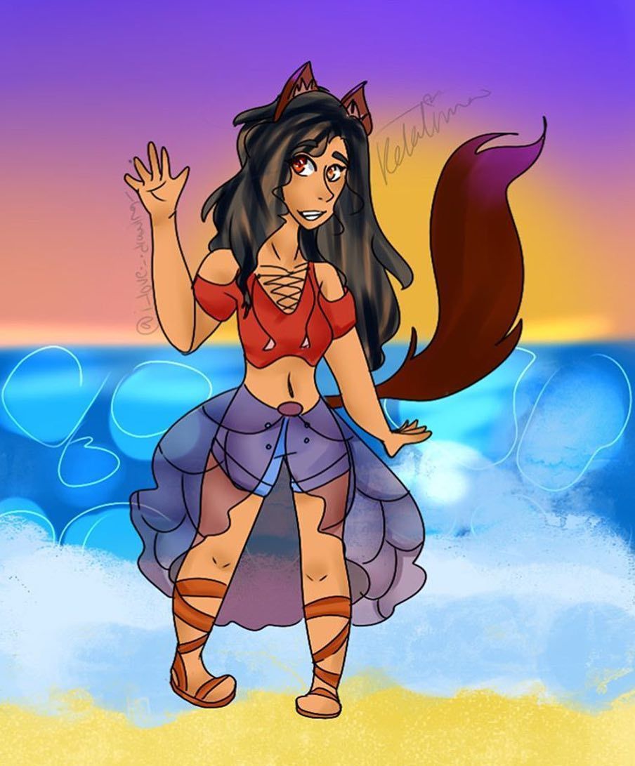 Aphmau personaggio spiaggia anime, 904x1091 Verticale, Telefono