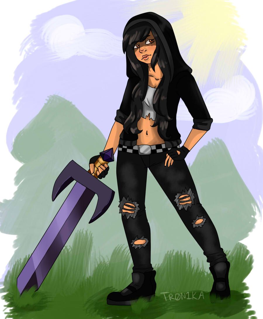 Aphmau con spada viola, 900x1090 Full HD Verticale, Samsung Galaxy