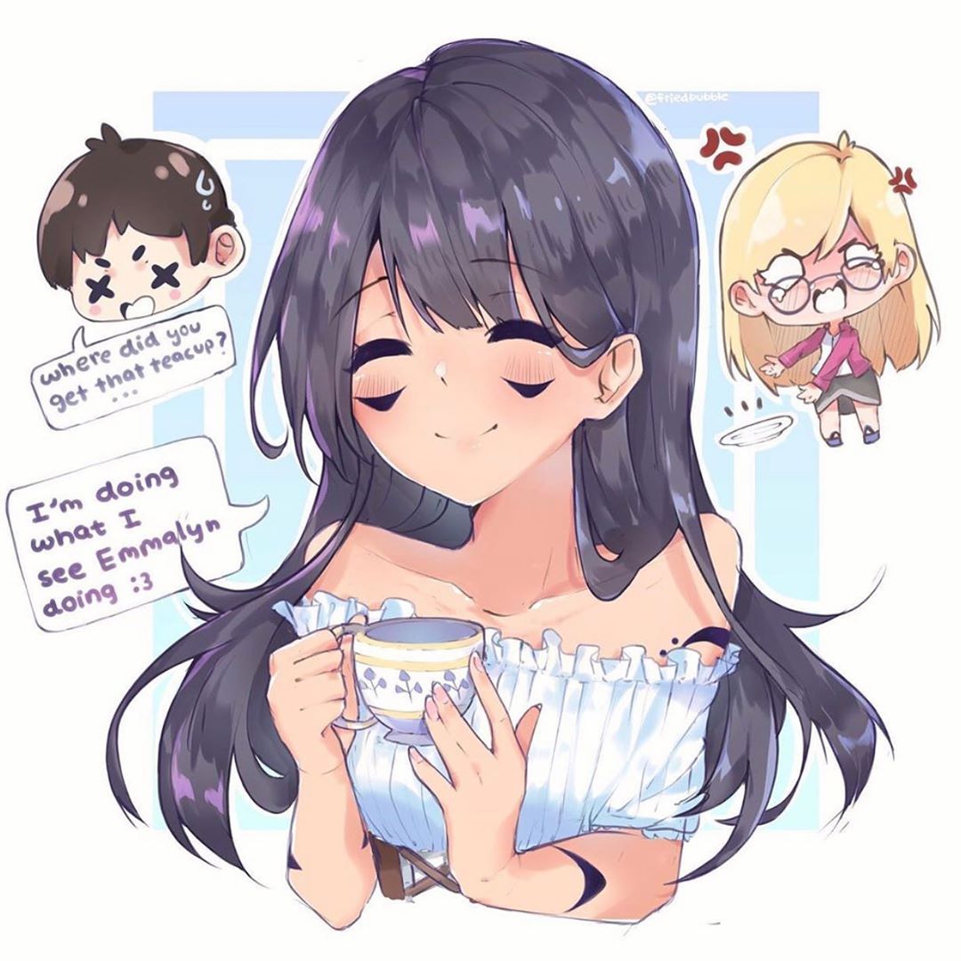 Aphmau con tazza, chibi Zane, 1080x1080 HD, Desktop