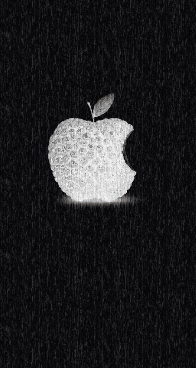 Logo Apple bianco su nero, 744x1392 Full HD Verticale, iPhone Plus