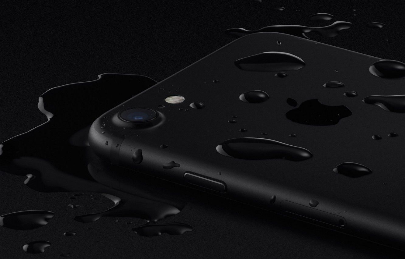 iPhone nero con gocce d'acqua, 1332x850 HD, Desktop