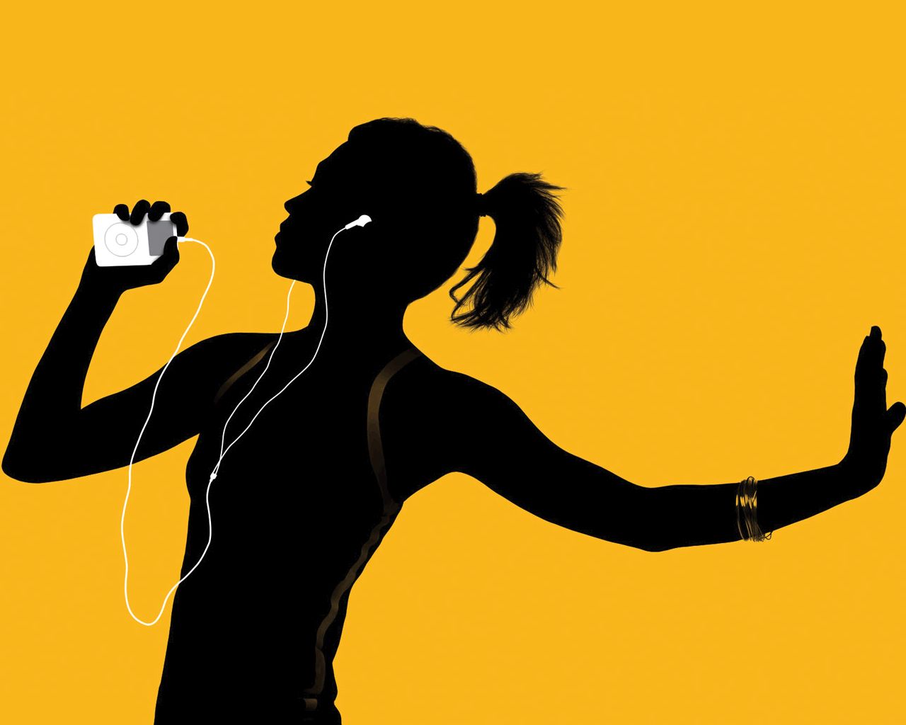 Silhouette donna con iPod, 1280x1024 HD, Desktop