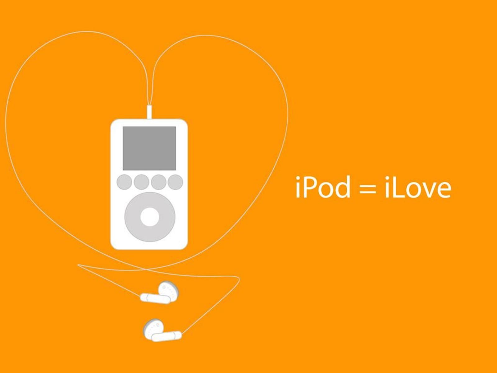 iPod bianco con auricolari, sfondo arancione, 1600x1200 HD, PC