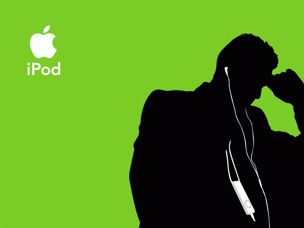 Silhouette uomo con auricolari iPod, 1024x768 HD, Desktop