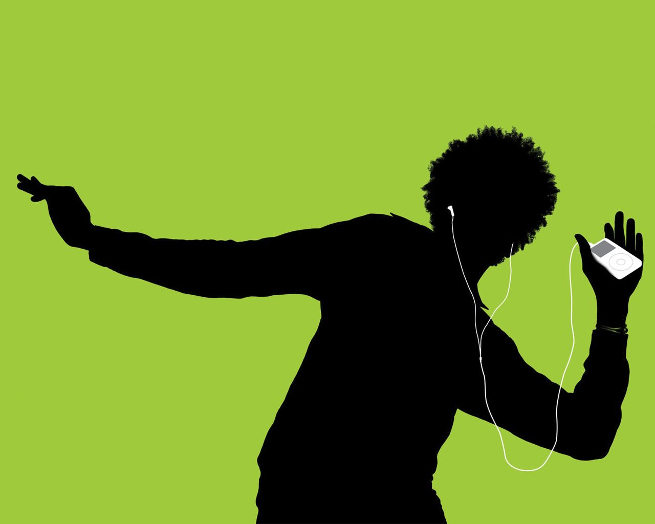 Silhouette ballerino con iPod, 1280x1024 HD, Desktop