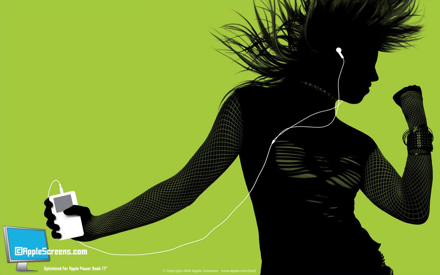 Silhouette con iPod colori pop, 1280x1024 720p, Laptop