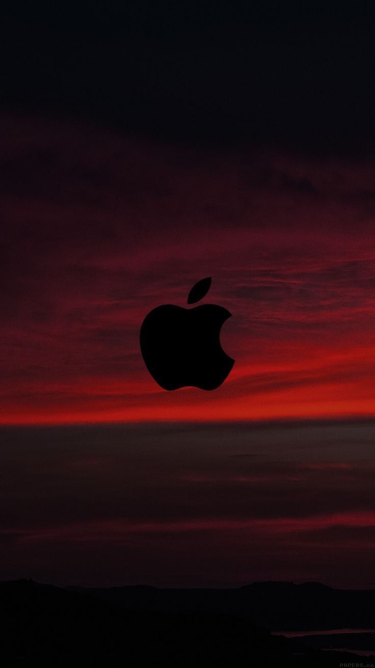 Logo Apple, tramonto rosso, Cupertino, 736x1309 Full HD Verticale, iPhone Pro