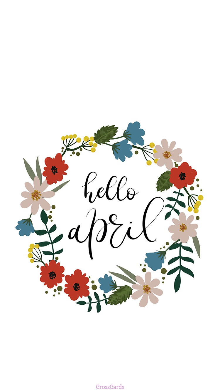 Corona floreale hello april, 750x1334 Verticale, Telefono