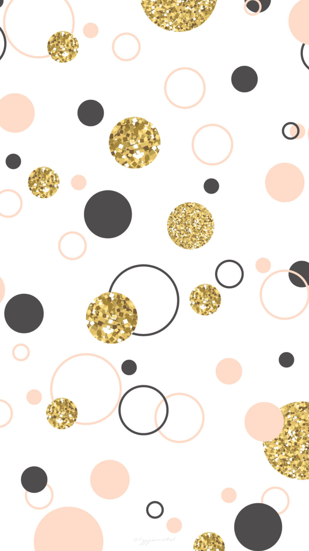 Cerchi glitter oro e rosa, 1080x1920 Verticale, Mobile