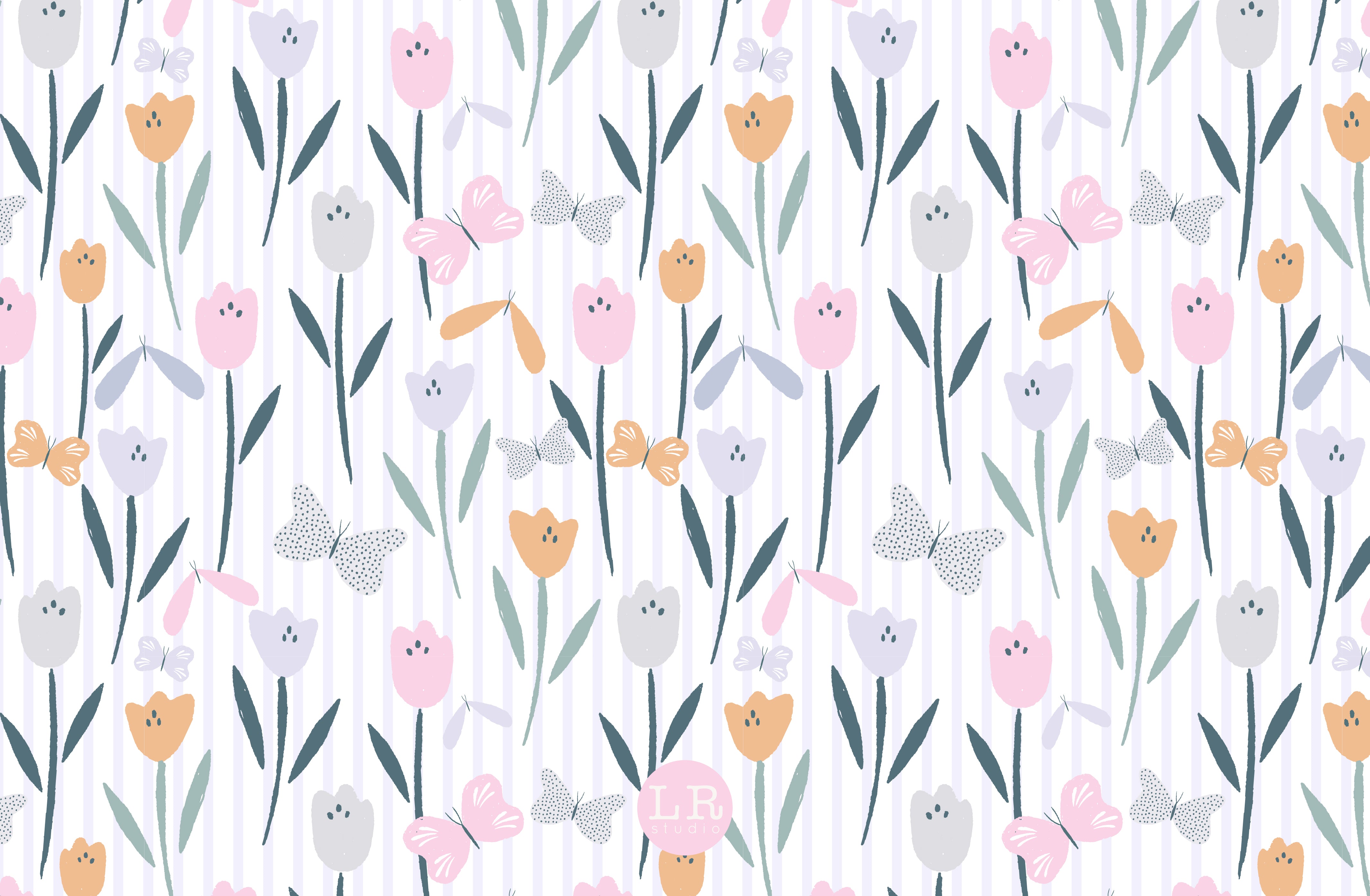 Tulipani pastello e farfalle, 4267x2792 Ultra HD, 4K TV