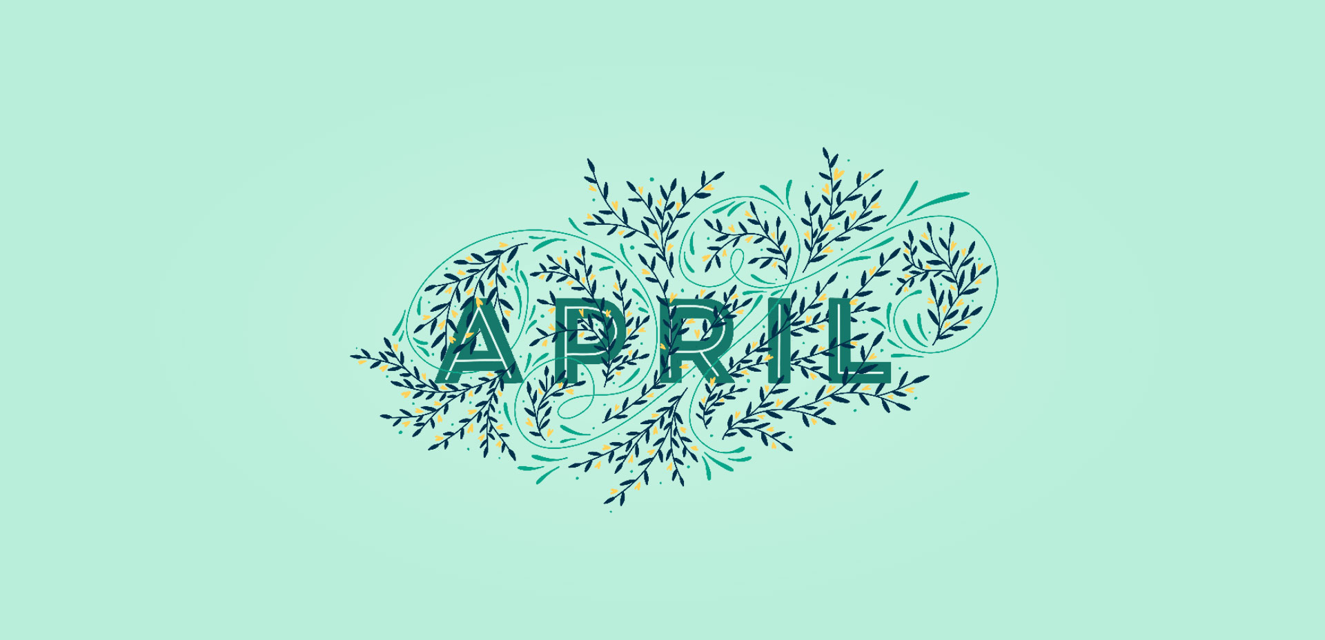 Scritta April con foglie decorative, 1920x928 1080p, Laptop