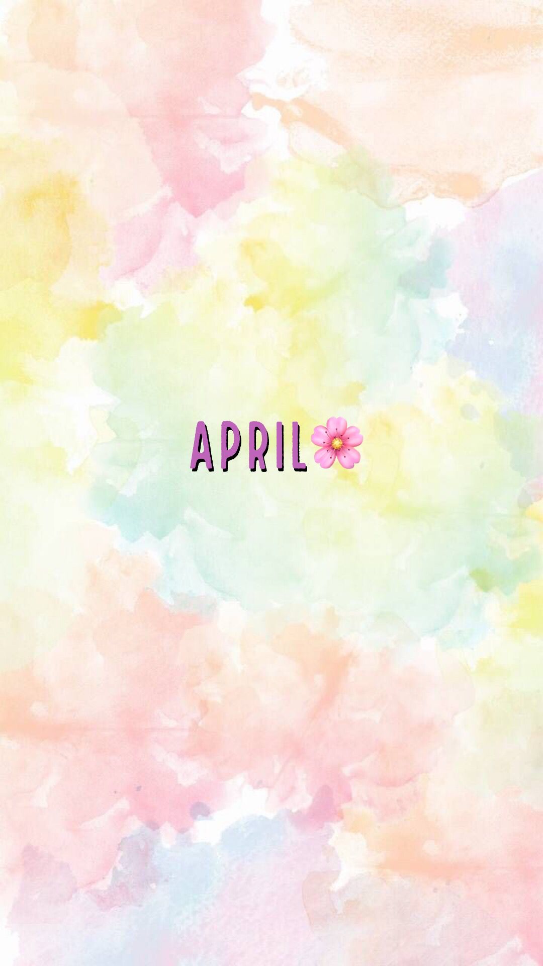 Acquerello pastello con scritta April, 1080x1920 Full HD Verticale, iPhone