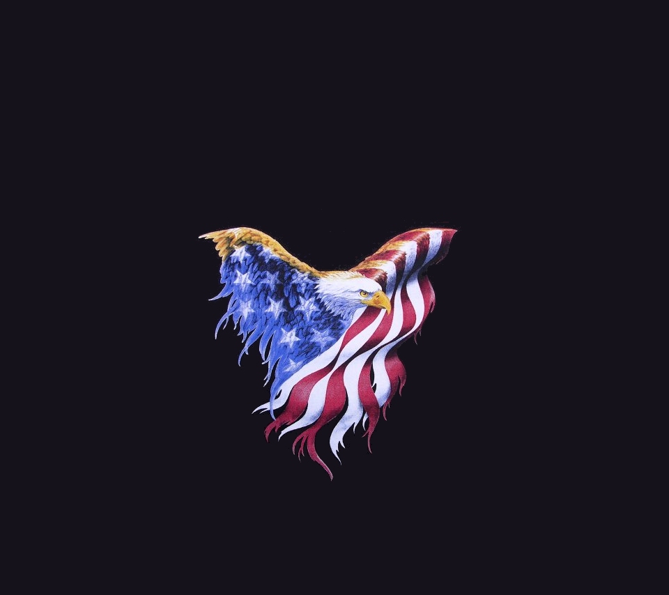 Aquila bandiera americana sfondo nero, 960x854 HD, Desktop