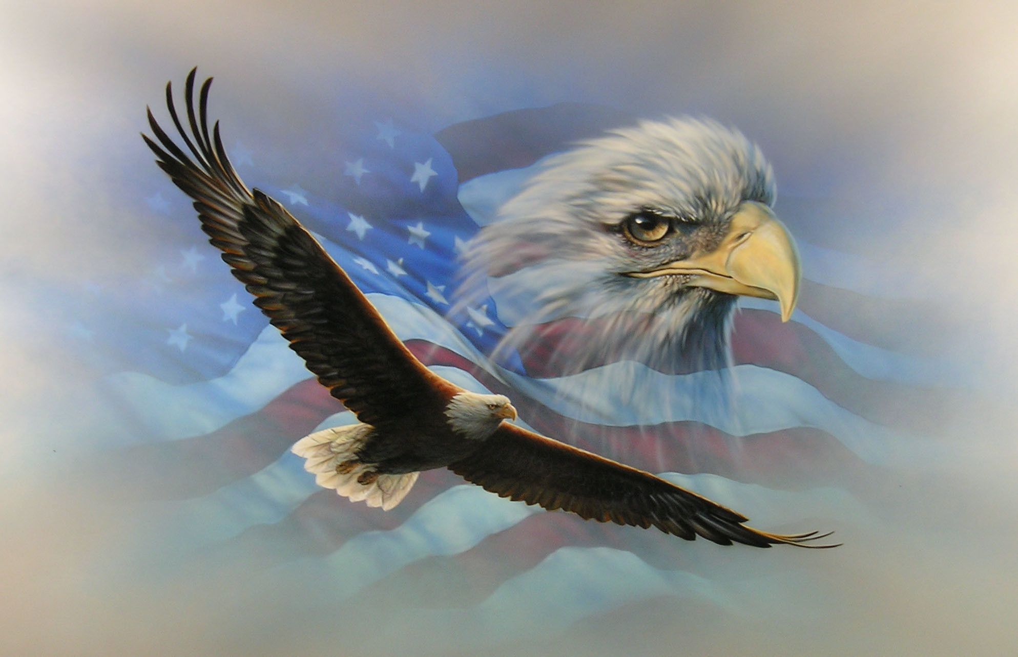 Aquila calva e bandiera USA, 1987x1283 Full HD+ WUXGA, PC Desktop