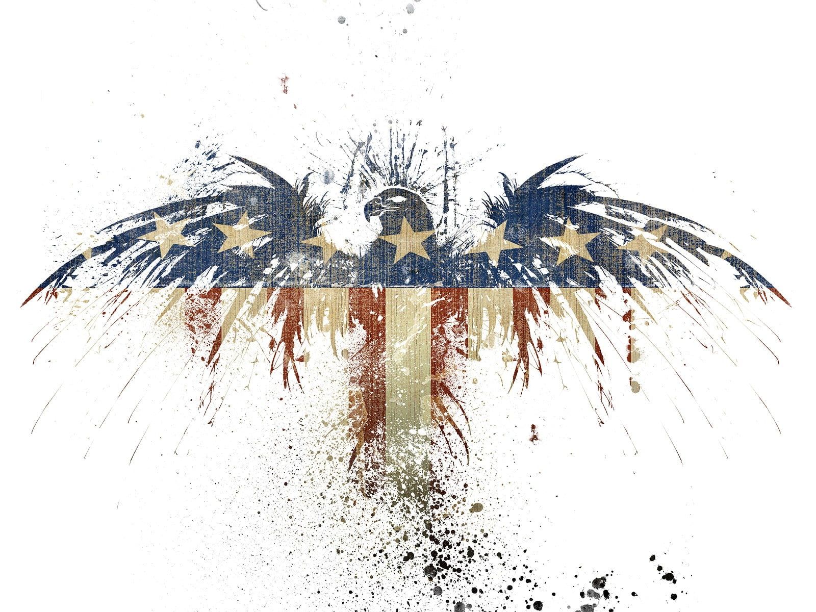 Aquila bandiera americana grunge, 1600x1200 HD Ready, Desktop