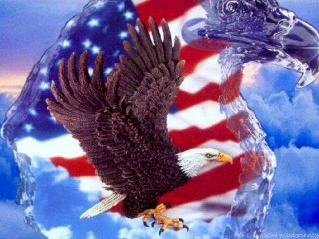 Aquila americana con bandiera USA, 1024x768 HD, iMac