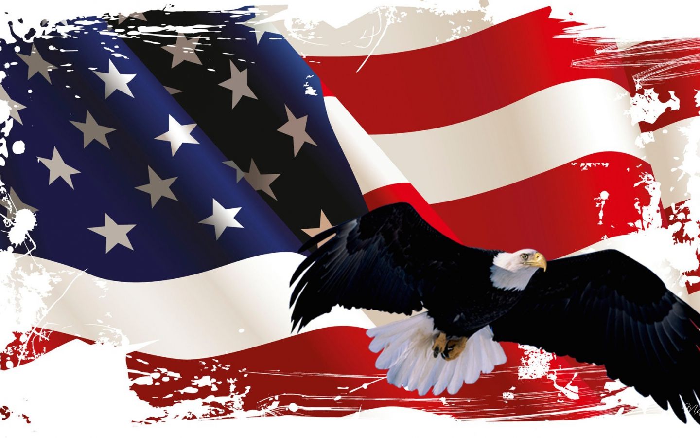 Aquila calva e bandiera USA, 1440x900 HD, Desktop