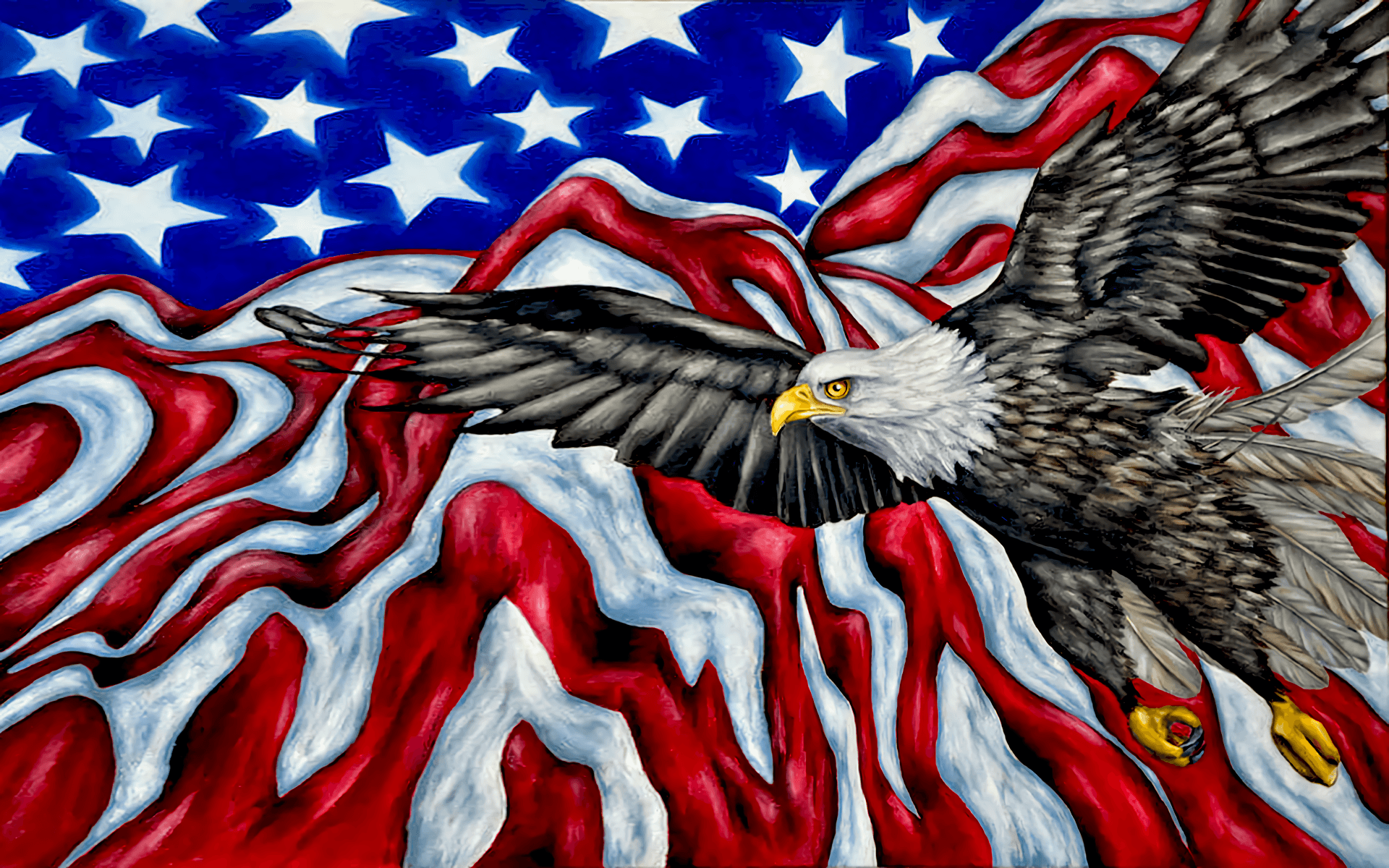 Aquila calva e bandiera americana, 1920x1200 WUXGA, Laptop
