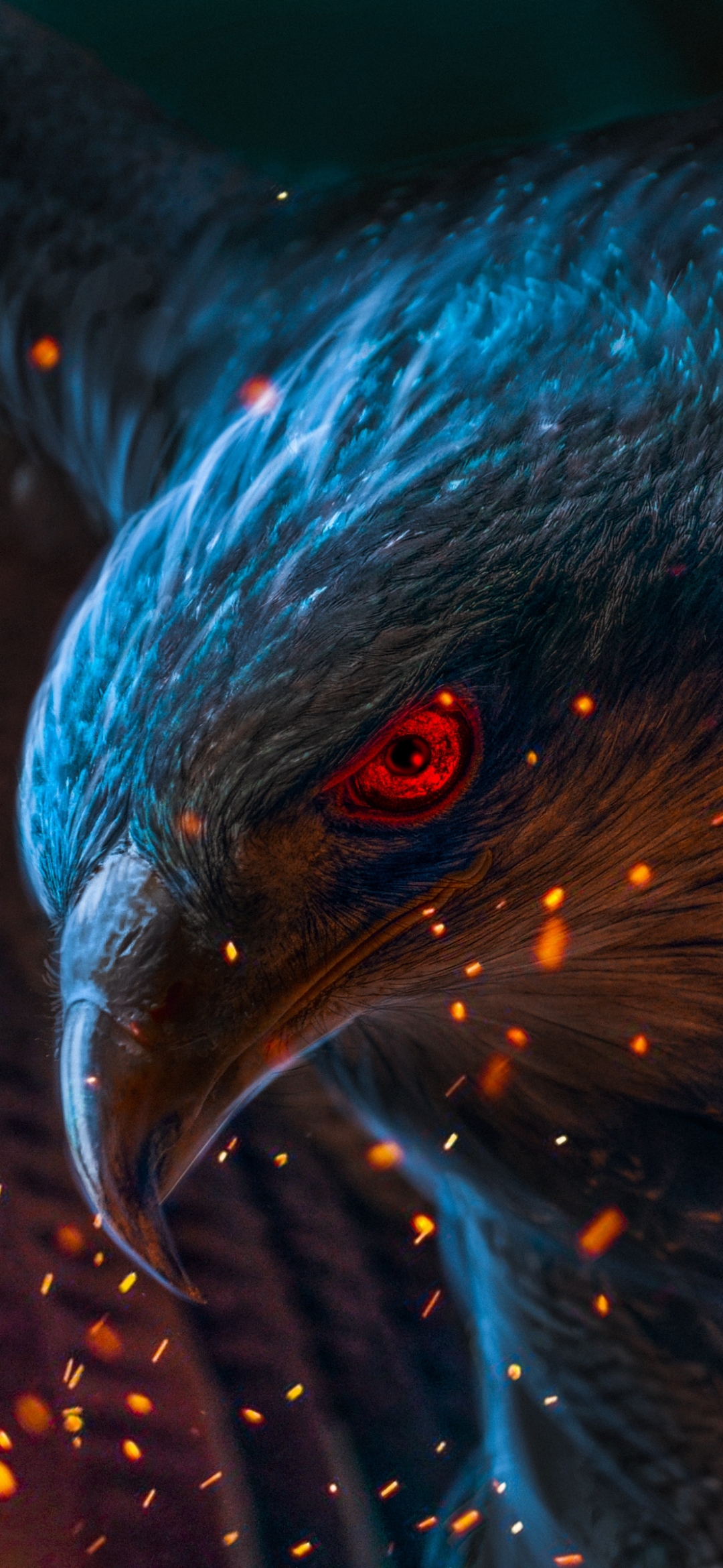 Aquila blu occhio rosso, 1080x2340 Verticale, Mobile