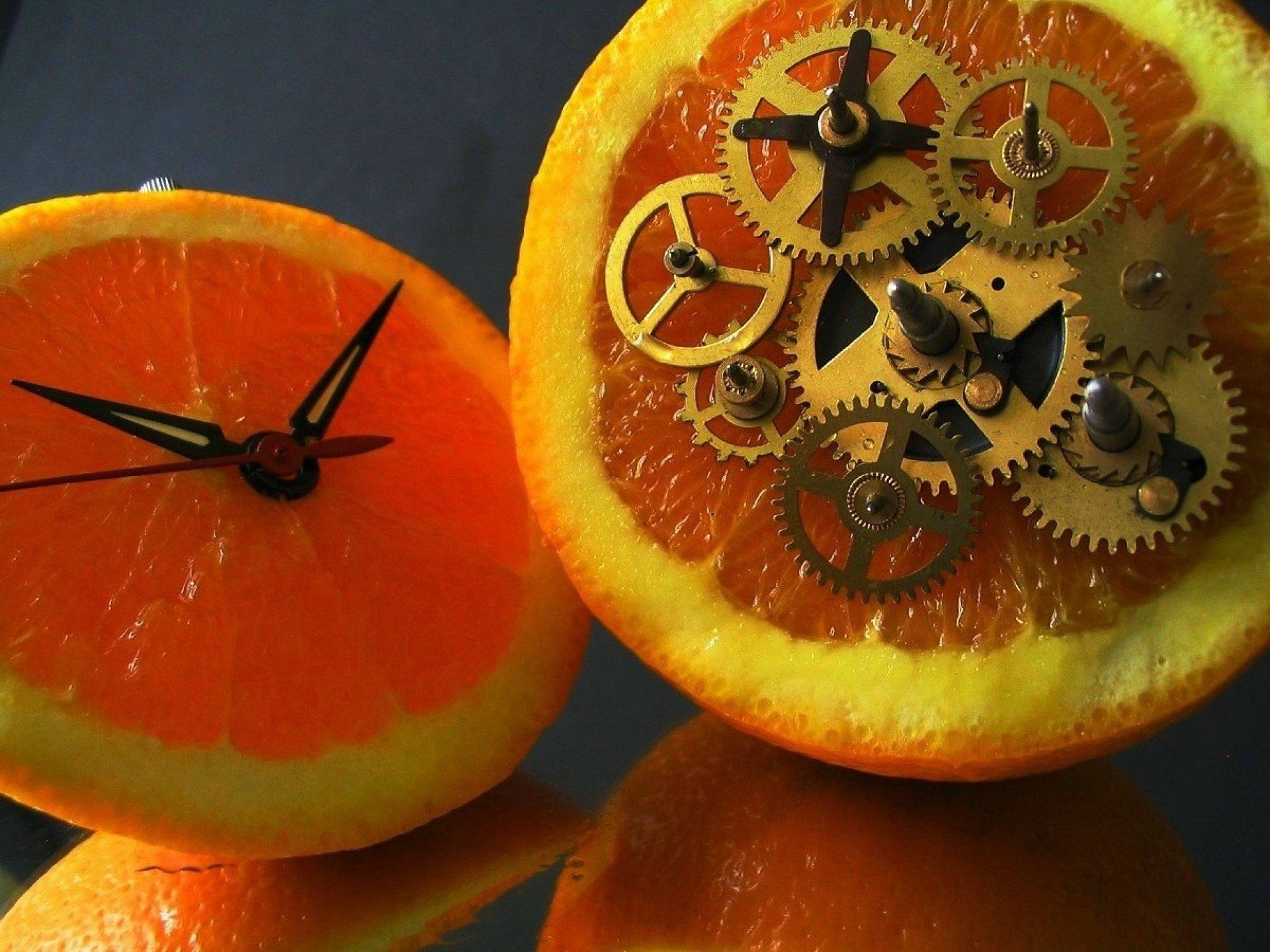 Arance con ingranaggi orologio, 1920x1440 Full HD+, PC