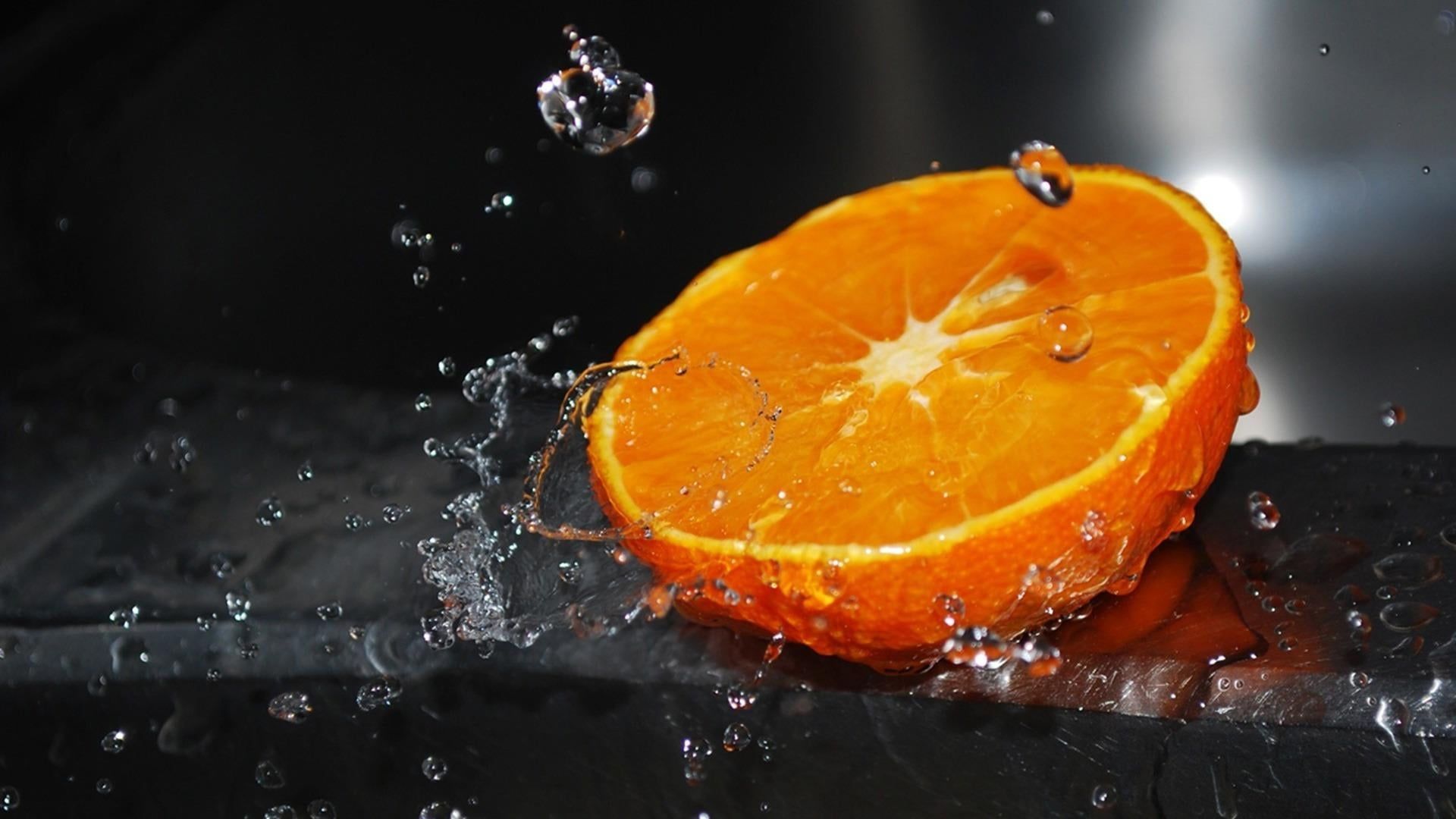 Arancia con schizzi d'acqua, 1920x1080 1080p, Desktop