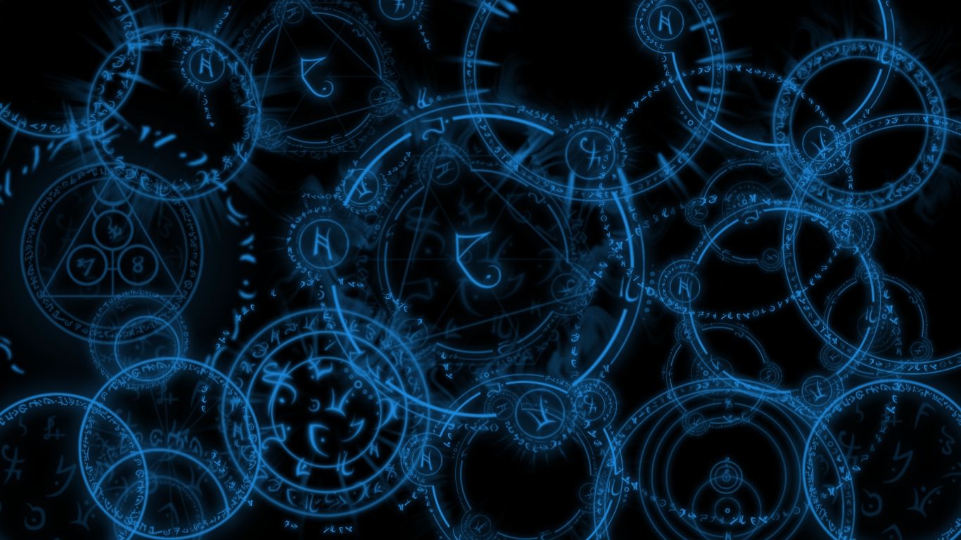 Cerchi runici magici blu, 1366x768 720p, PC