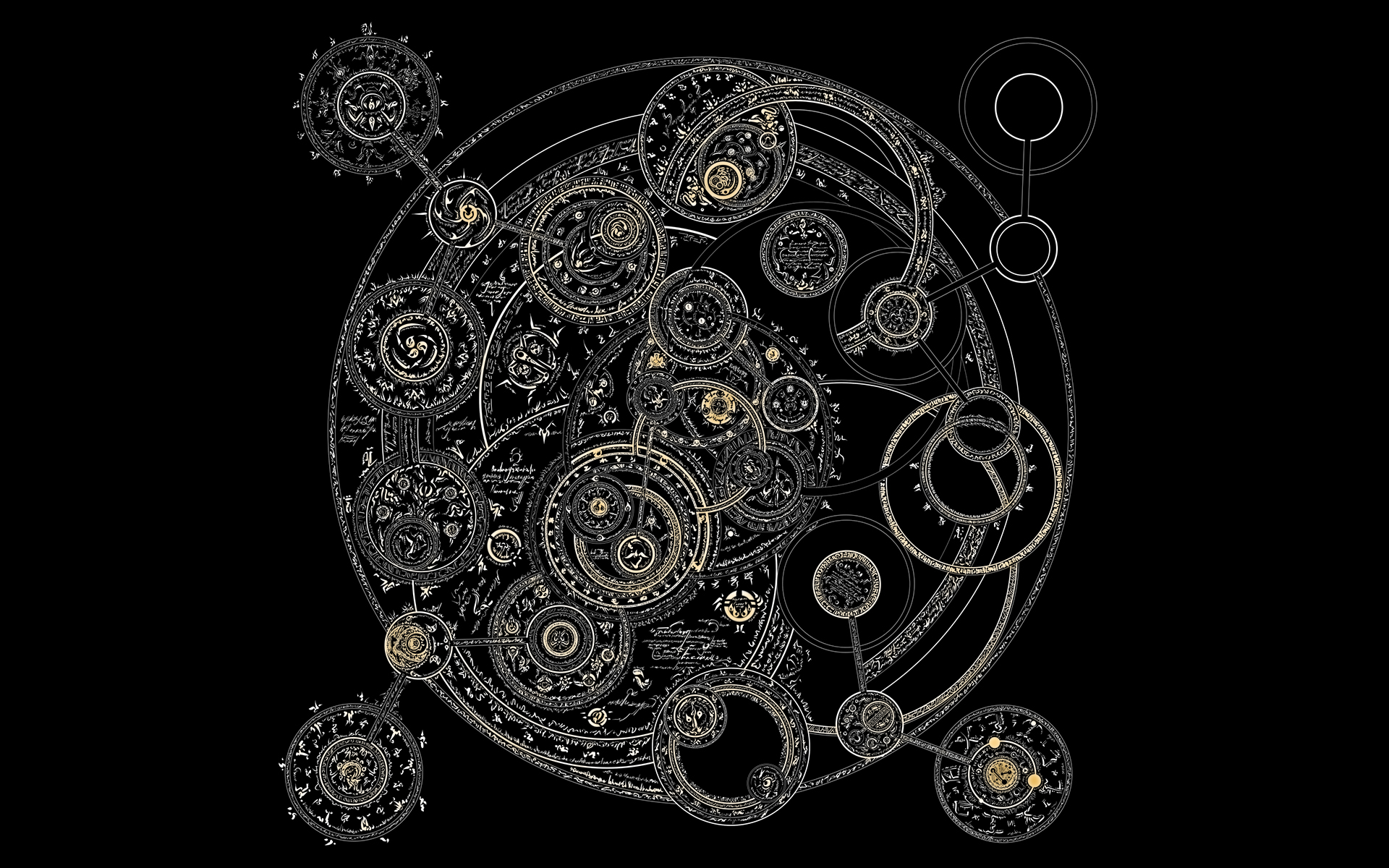 Cerchi alchemici ingranaggi dorati, 1920x1200 WUXGA, Desktop