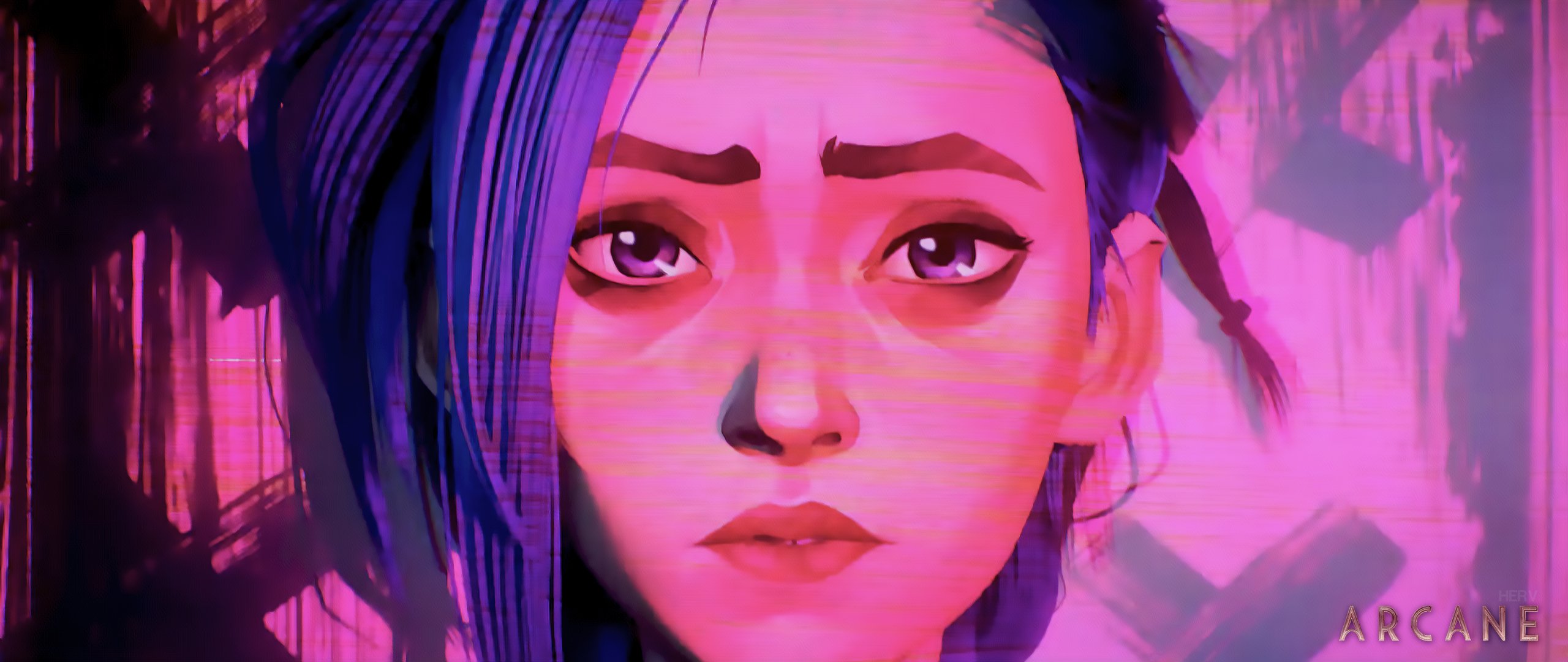 Jinx Arcane League of Legends, Riot Games, 2560x1080 Ultrawide, Dual Monitor