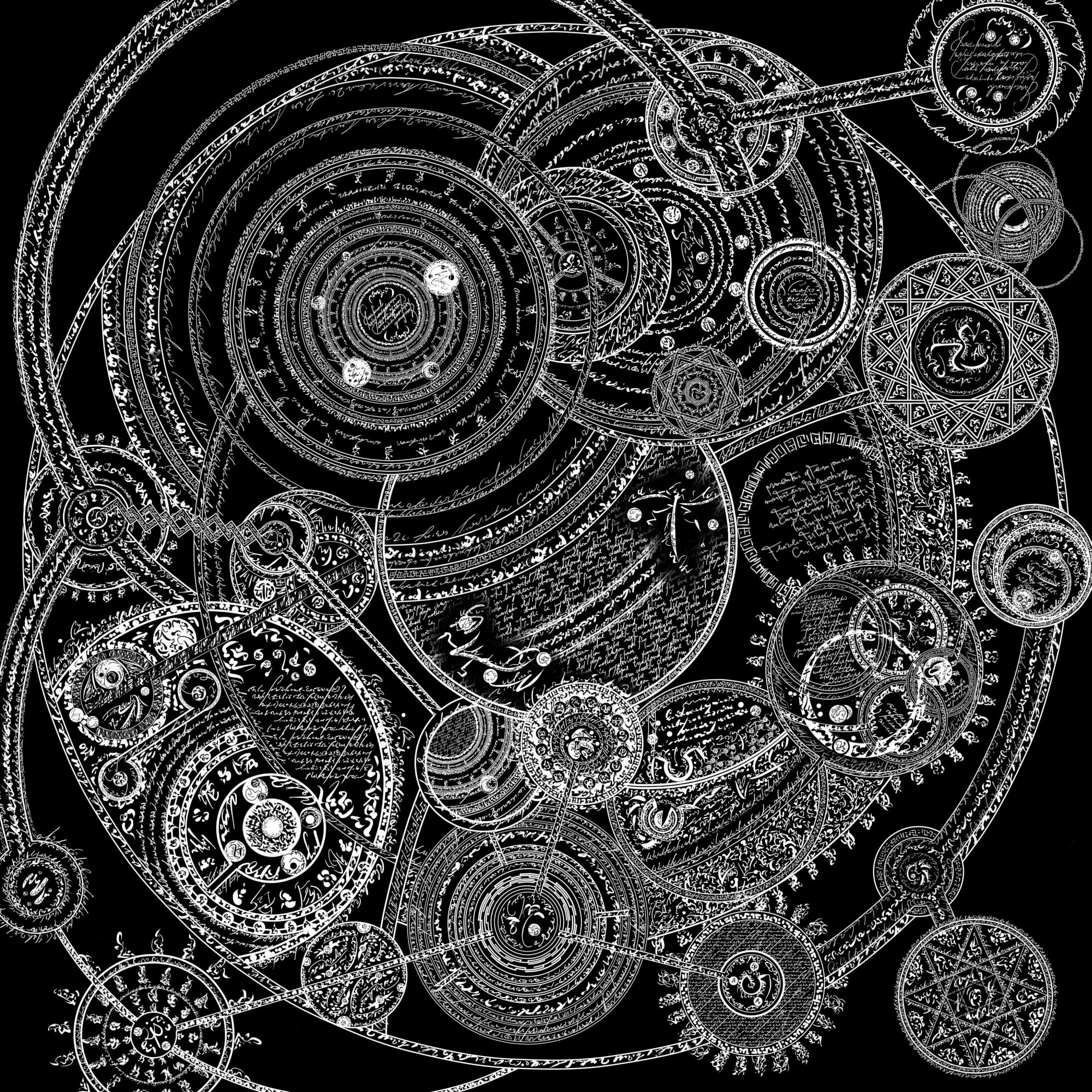 Cerchi magici alchemici bianco nero, 2000x2000 2K, PC