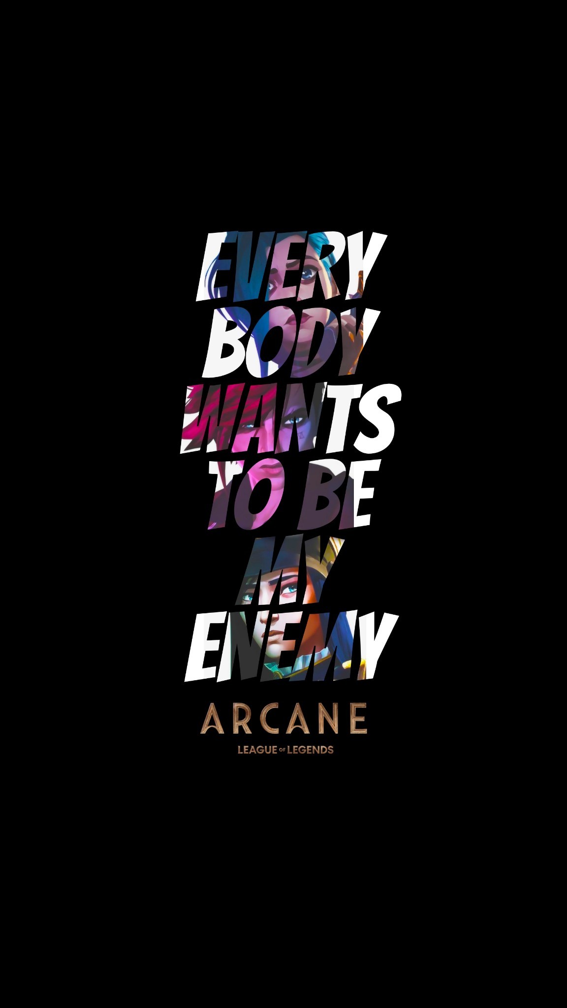 Arcane testo colorato su nero, 1152x2048 Full HD Verticale, Realme