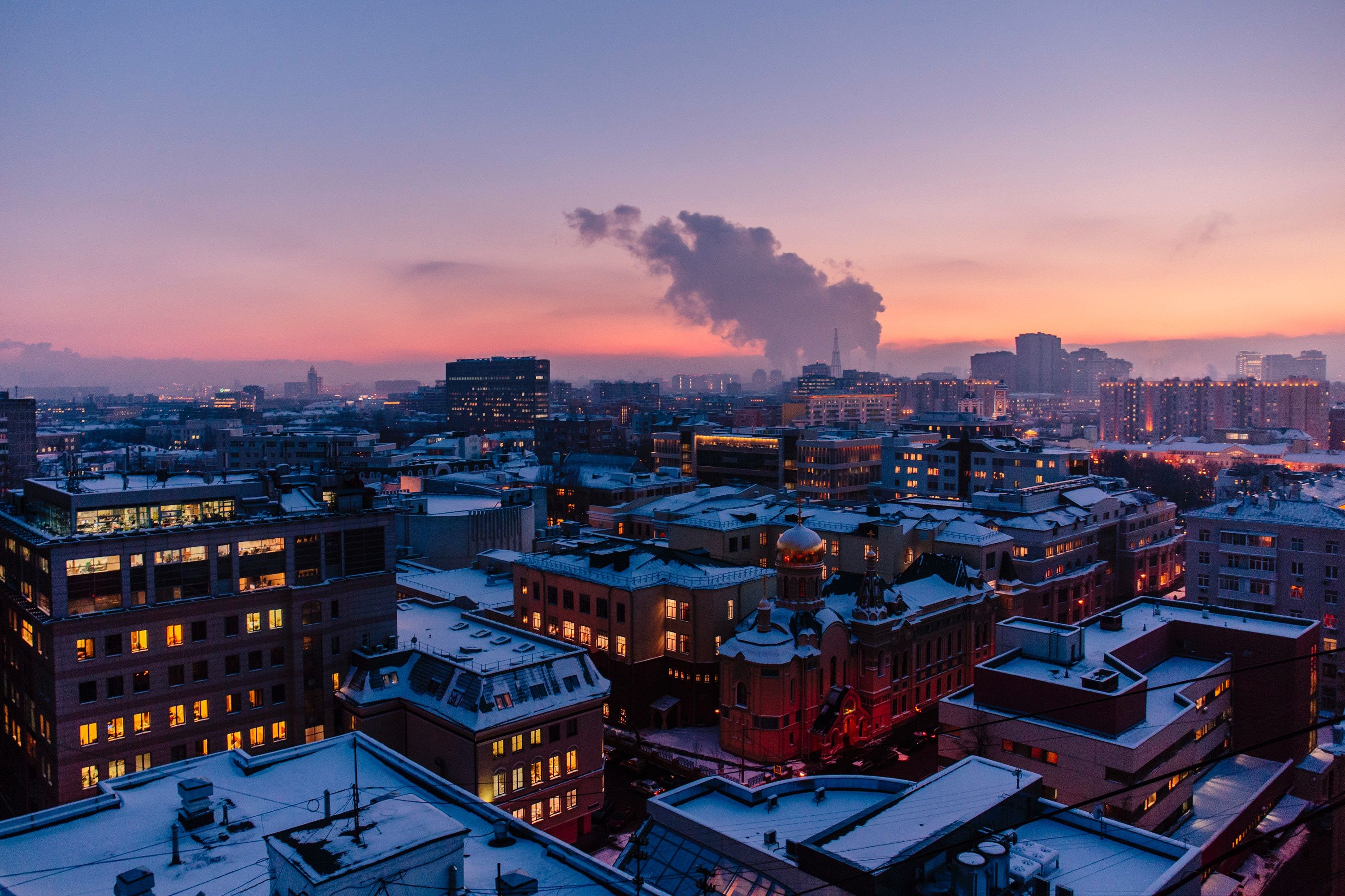 Tramonto su Mosca innevata, 3000x1999 WQXGA, PC