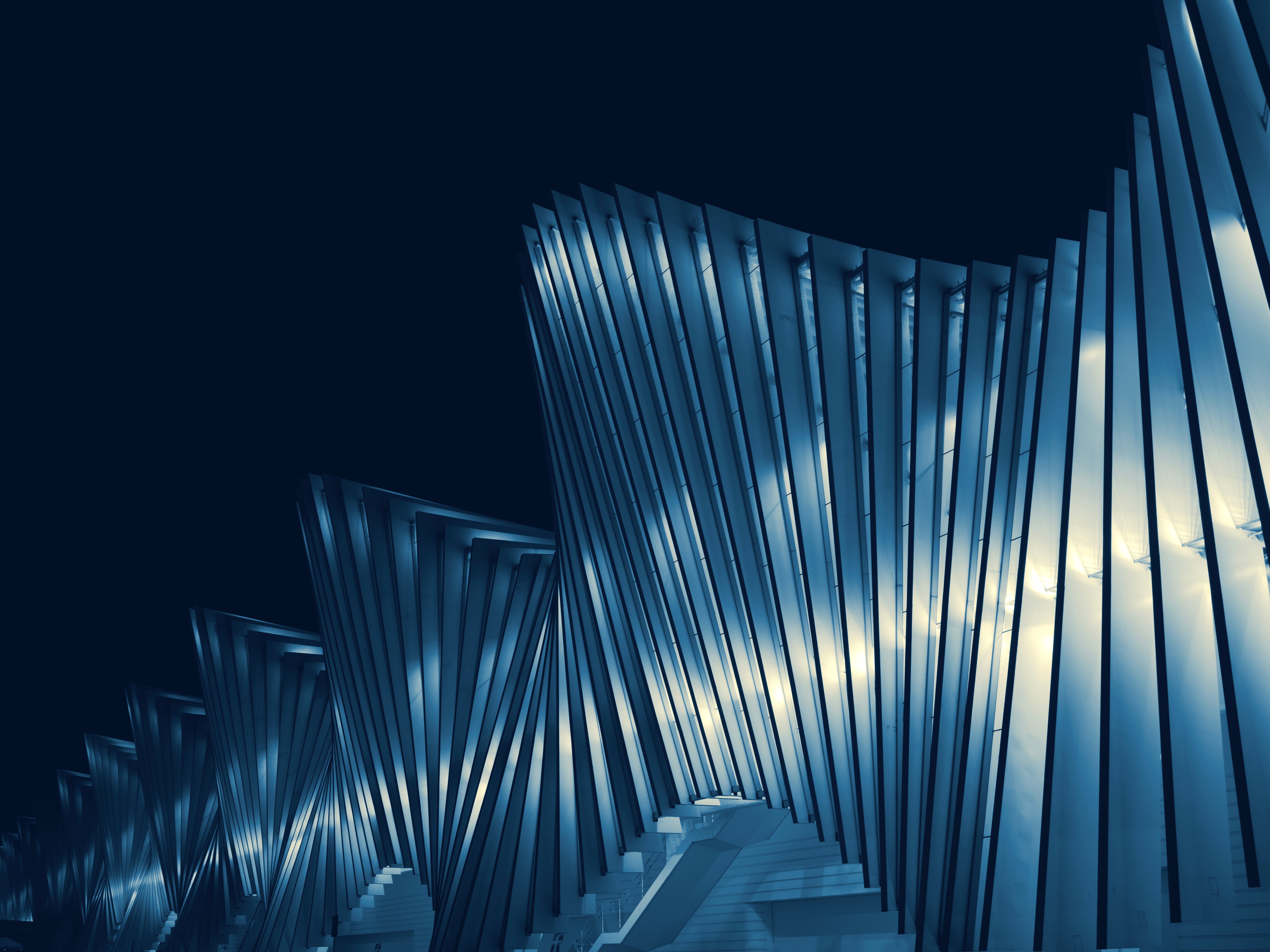 Architettura moderna notturna, blu, 8272x6200 UHD, PC 4K