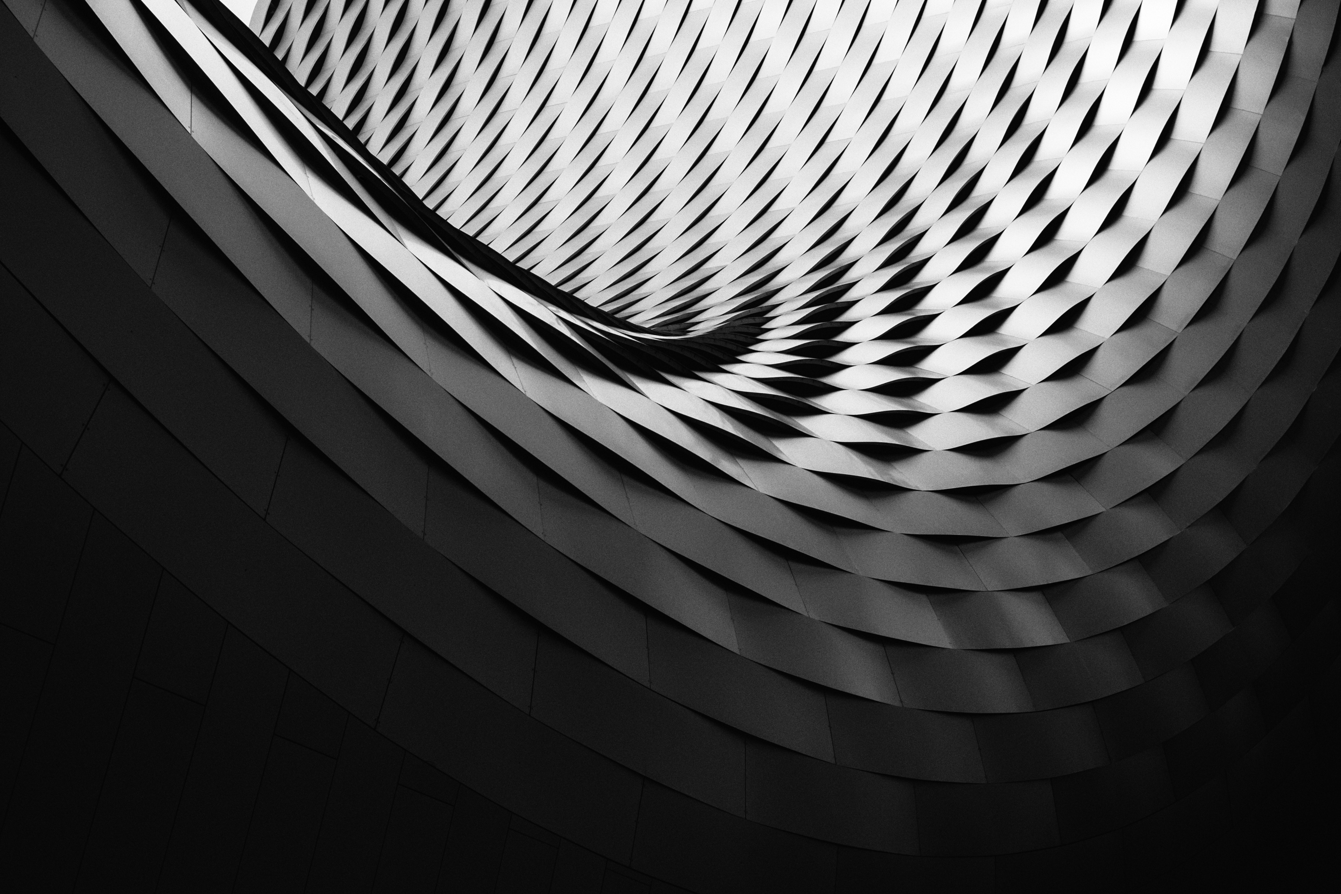 Struttura architettonica curva bianco-nero, 4342x2895 UHD, PC 4K