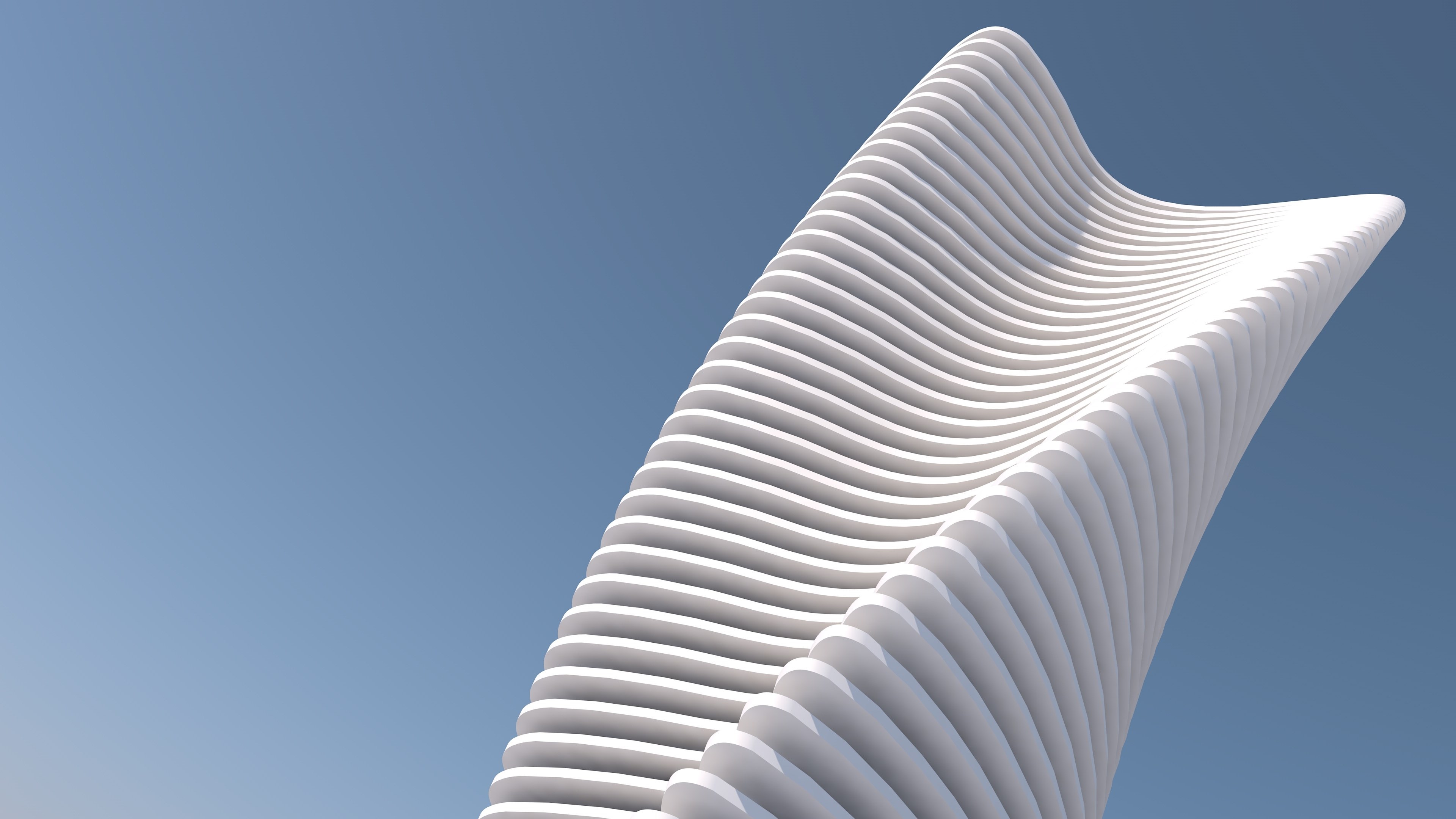 Edificio ondulato bianco moderno, 3840x2160 Ultra HD, 4K TV